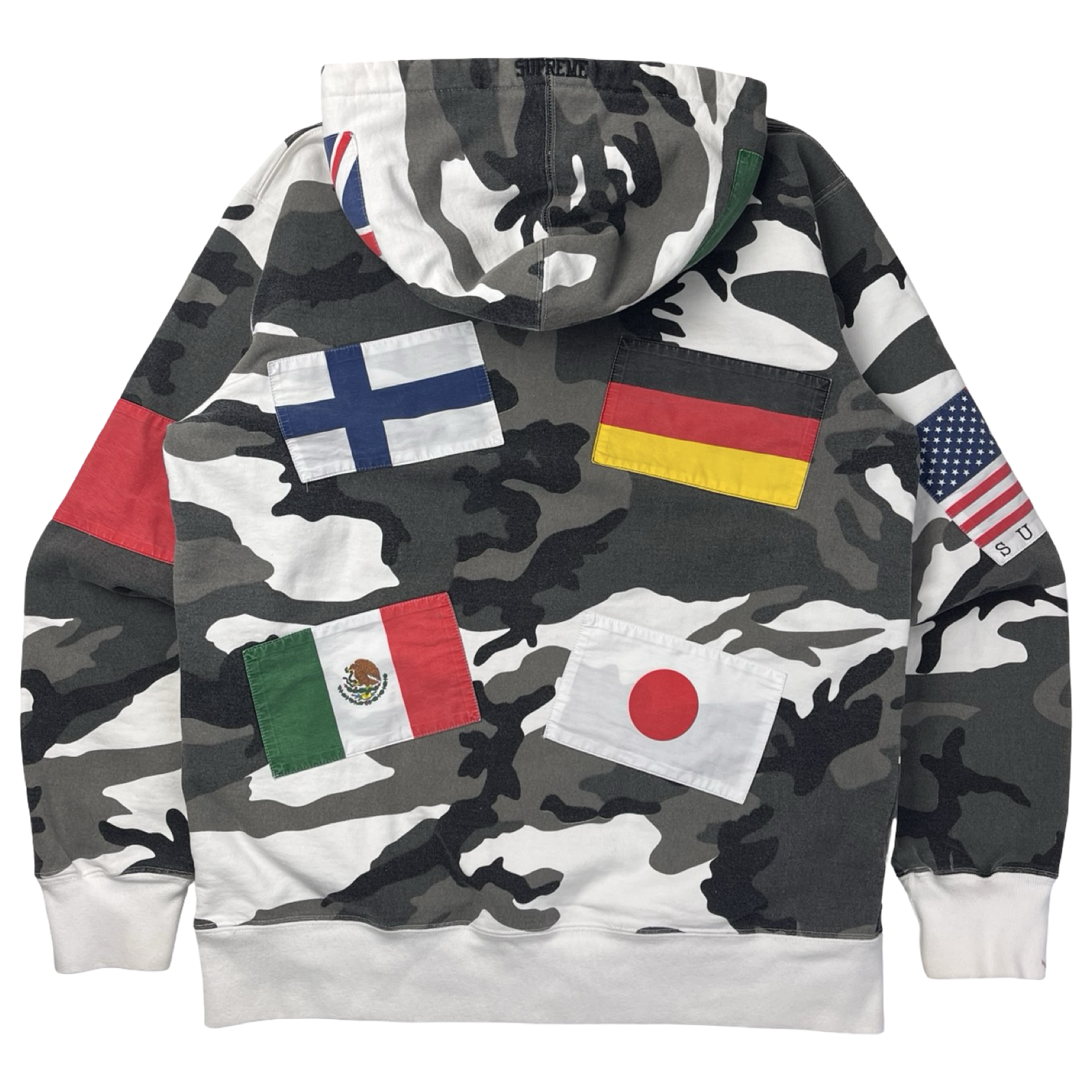 Supreme Flags Patch Snow Camo Pullover Hoodie