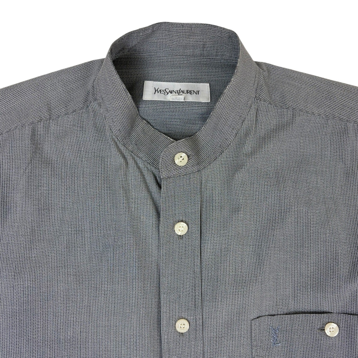 Vintage Yves Saint Laurent Mandarin-Collar Shirt Grey