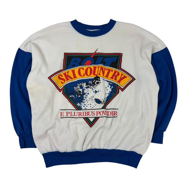 Vintage Bolt Ski Country E Pluribus Powder Crewneck Blue/White