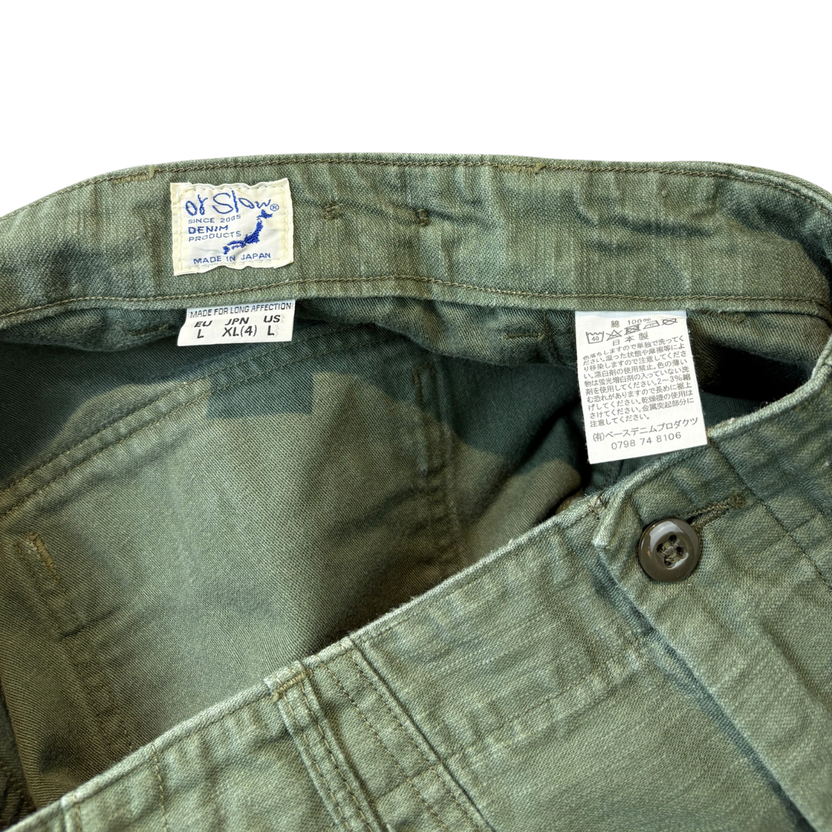 orSlow Slim Fit Fatigue Pants Green