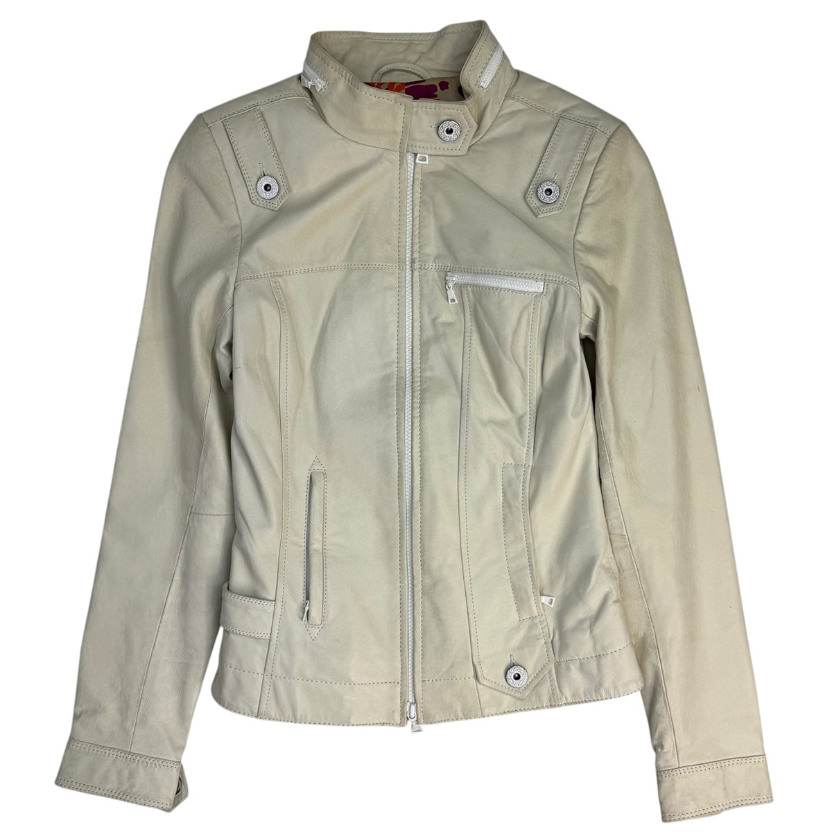(W) Vintage Danier Leather Moto Jacket Cream