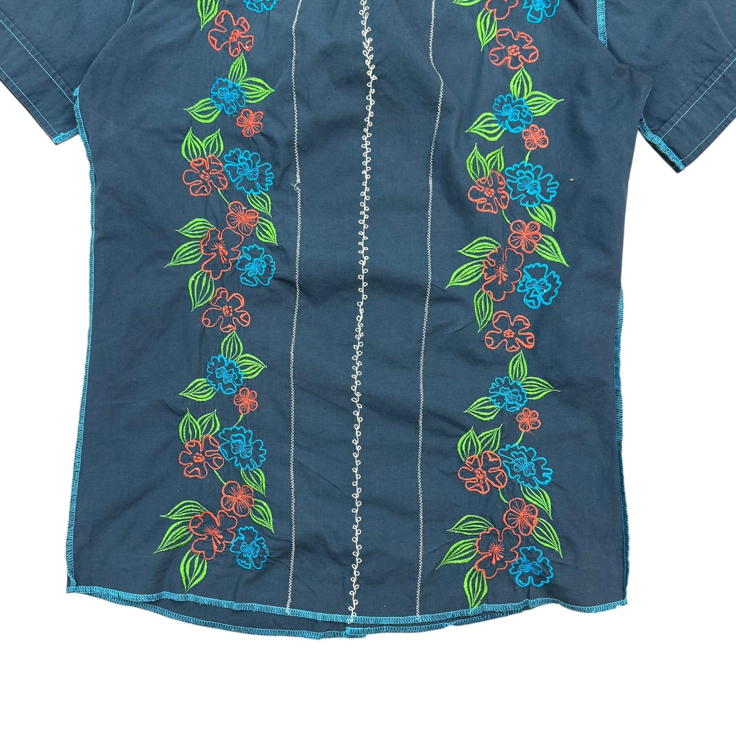 Vintage Dolce & Gabbana Floral Button Up Shirt Navy Blue