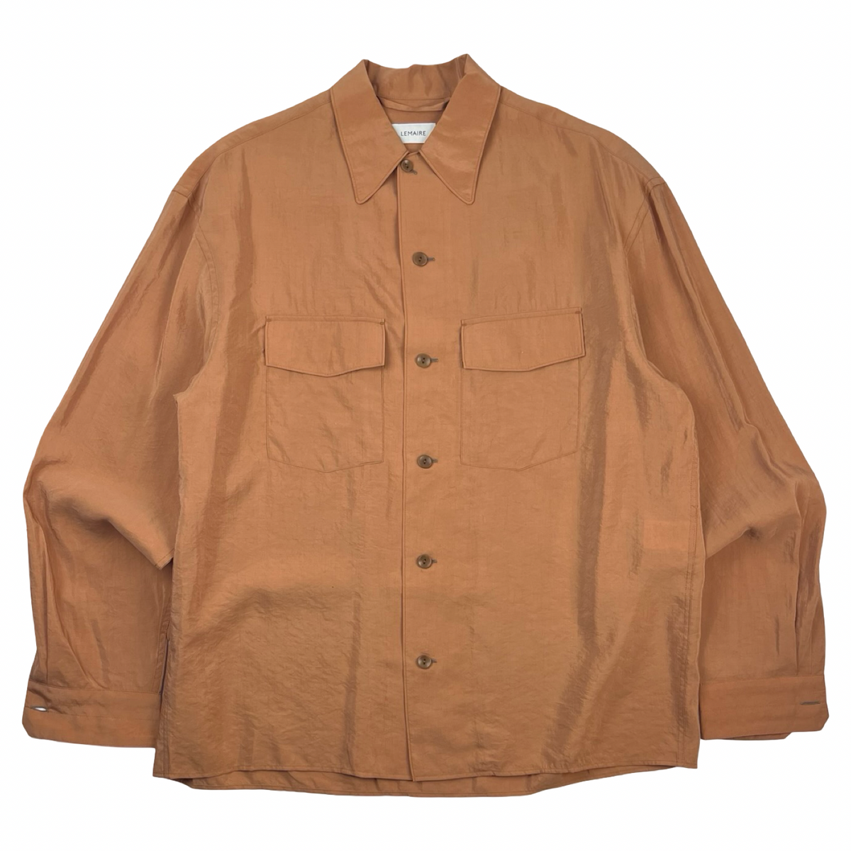 Lemaire Cotton Silk Button-Down Shirt Brown