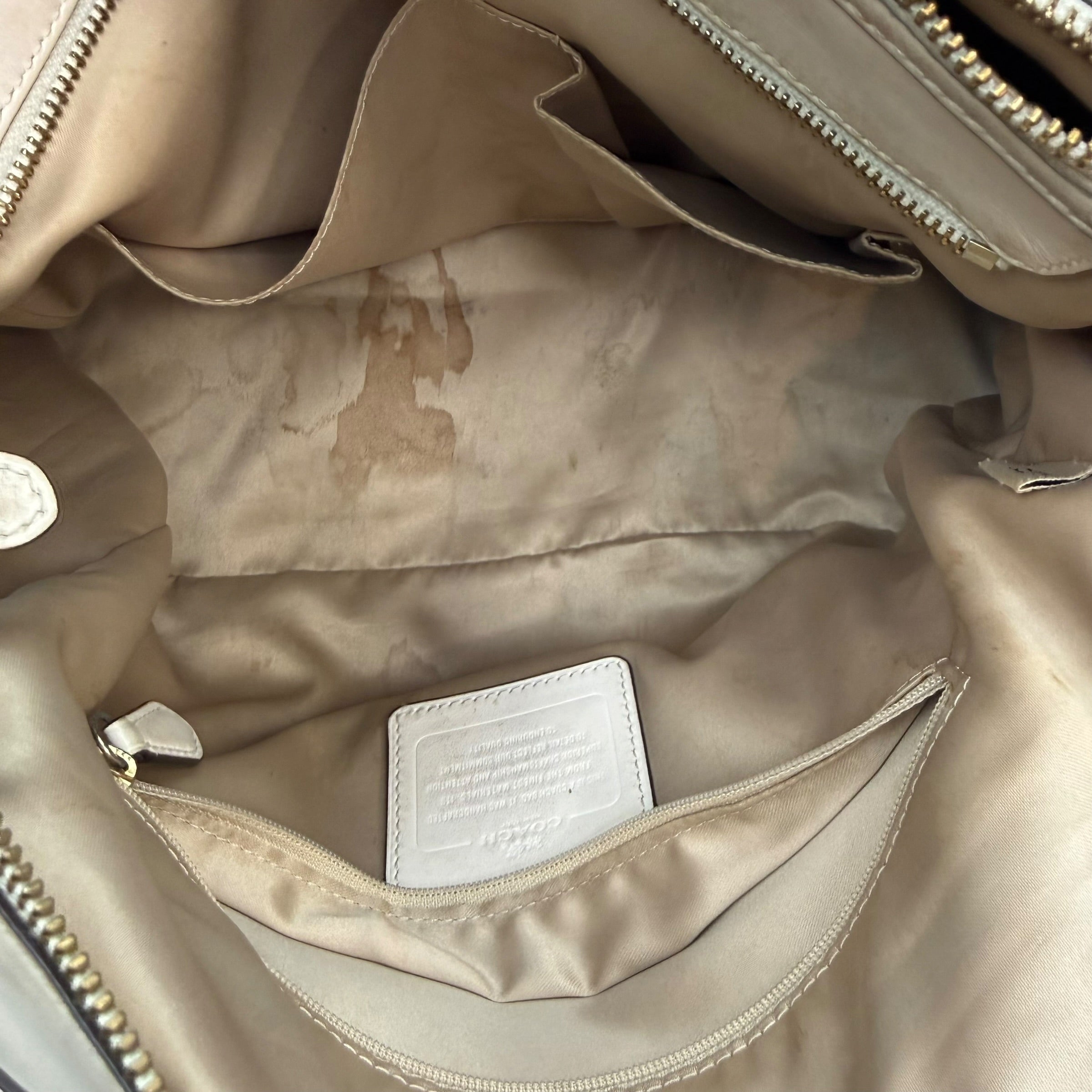 (W) Vintage Coach Colette Leather Satchel Cream