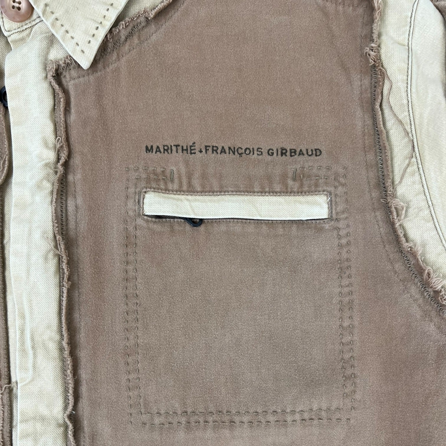 Vintage Marithé Francois Girbaud Raw-Edge Button Up Shirt Brown