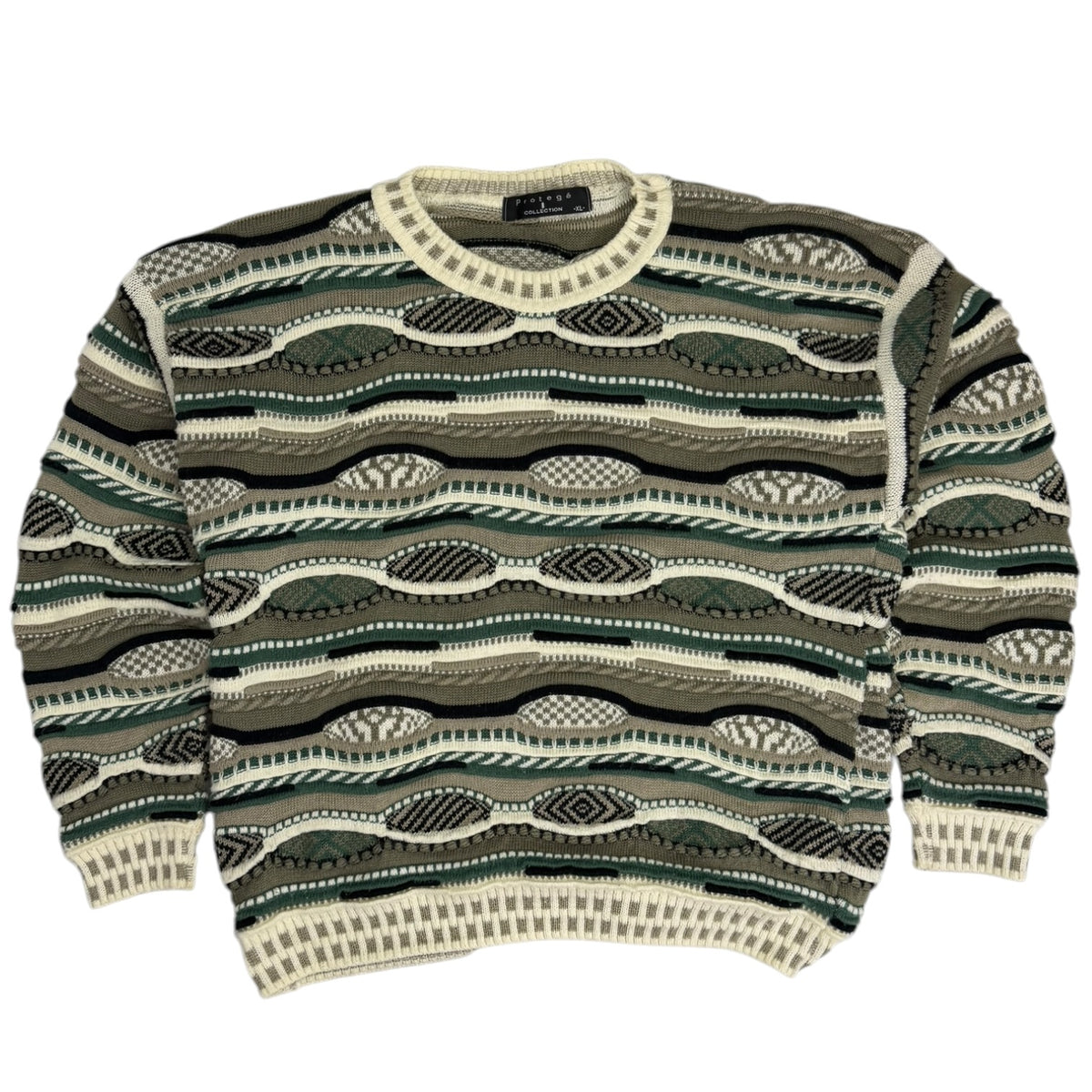 Vintage Protege Collection 3D Knit Sweater Cream