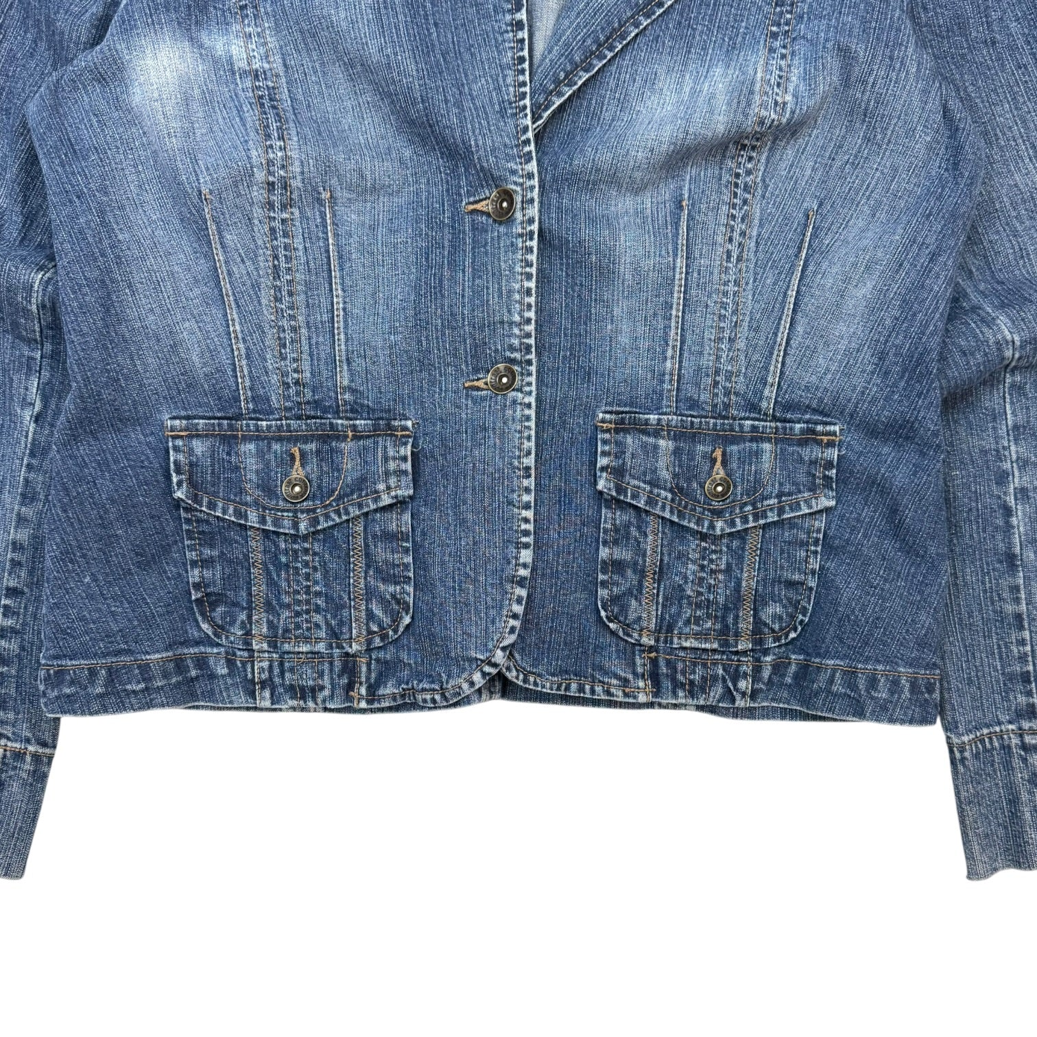 (W) Vintage Contrast Denim Jacket Medium Wash