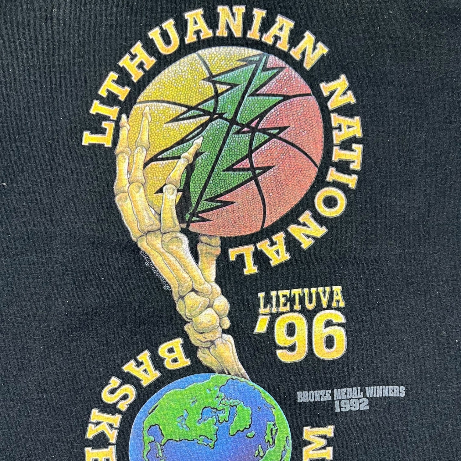 Vintage 1996 Lithuania Basketball Team T-Shirt Black