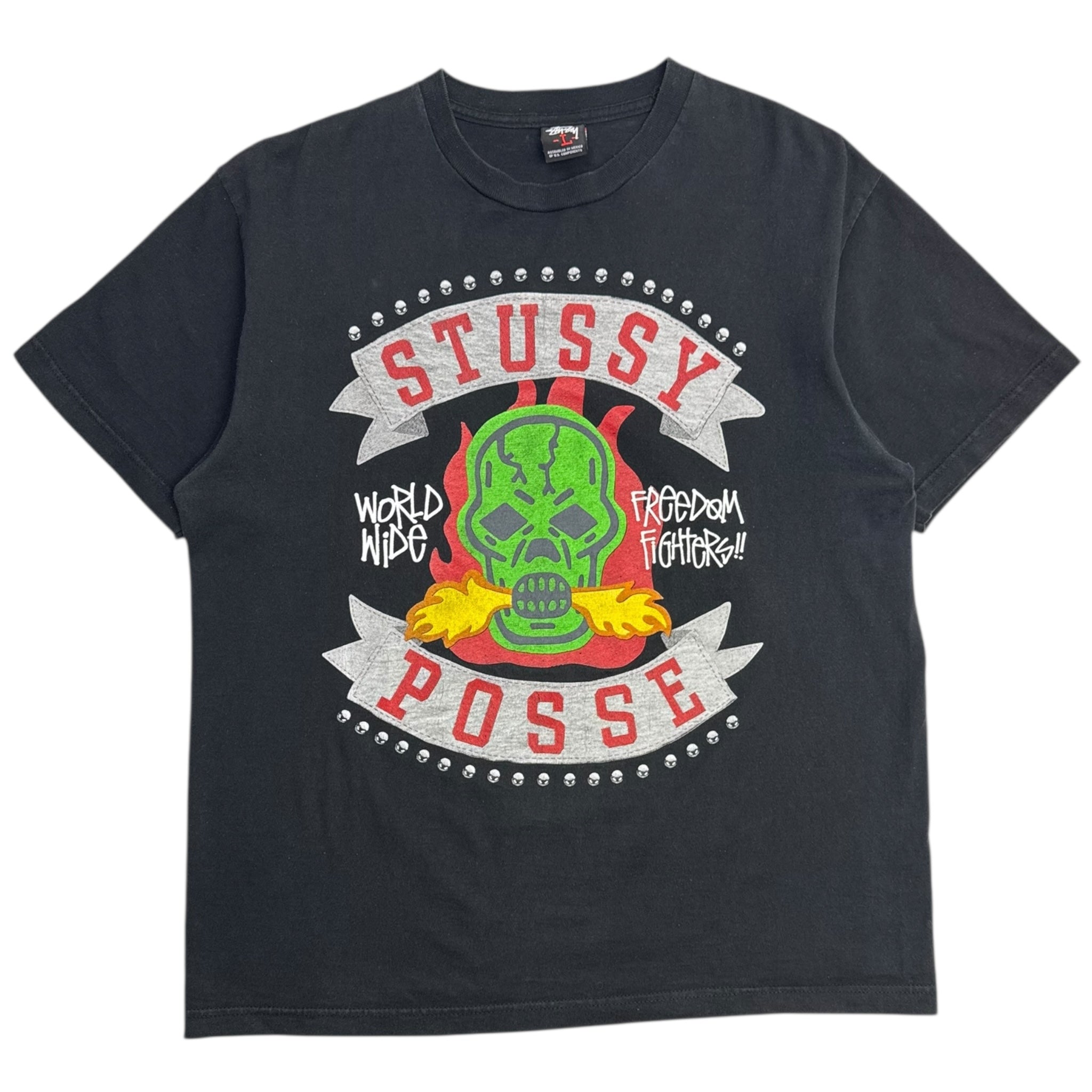 Y2K Stussy Posse Skull Tee Black