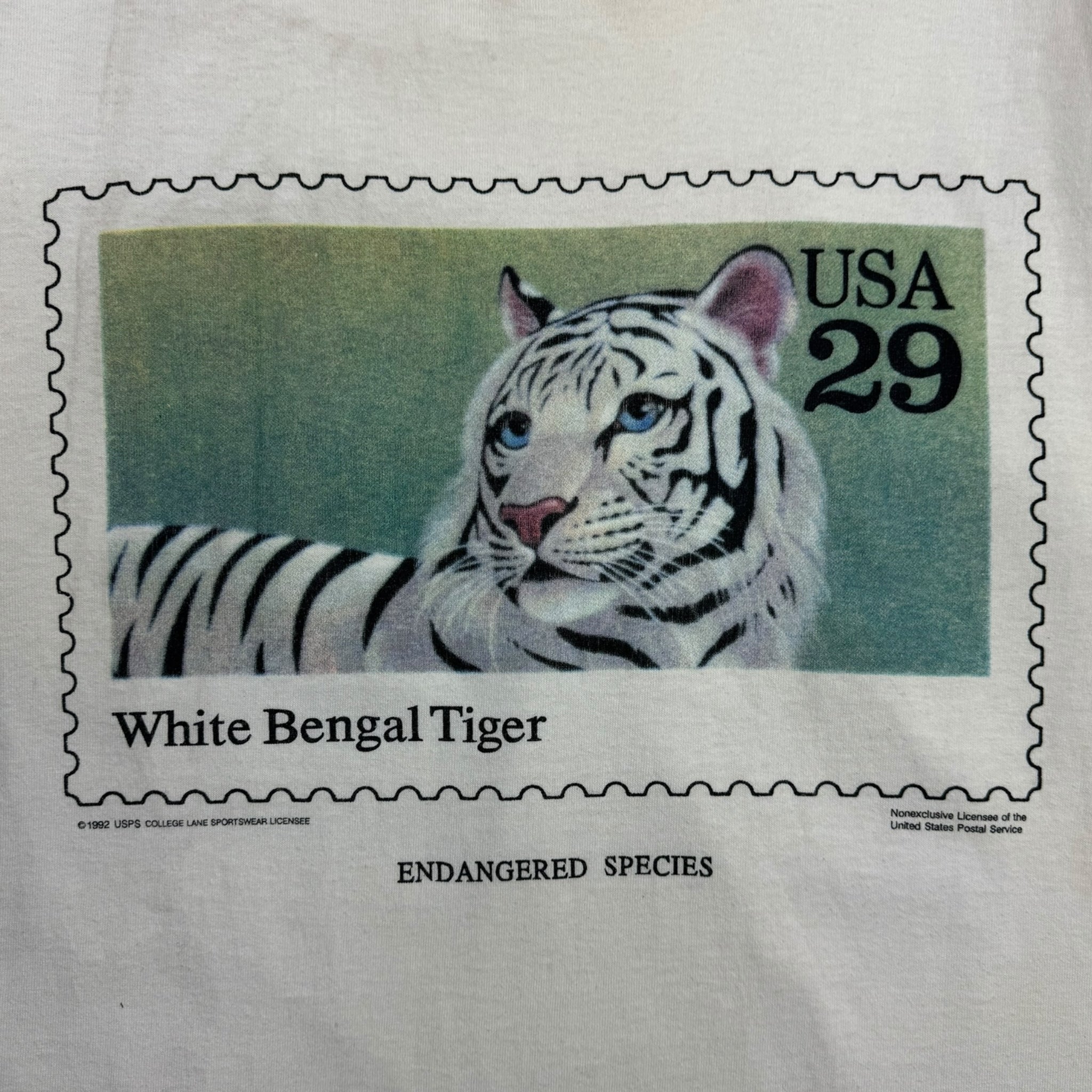 1992 White Bengal Tiger Endangered Species T-Shirt