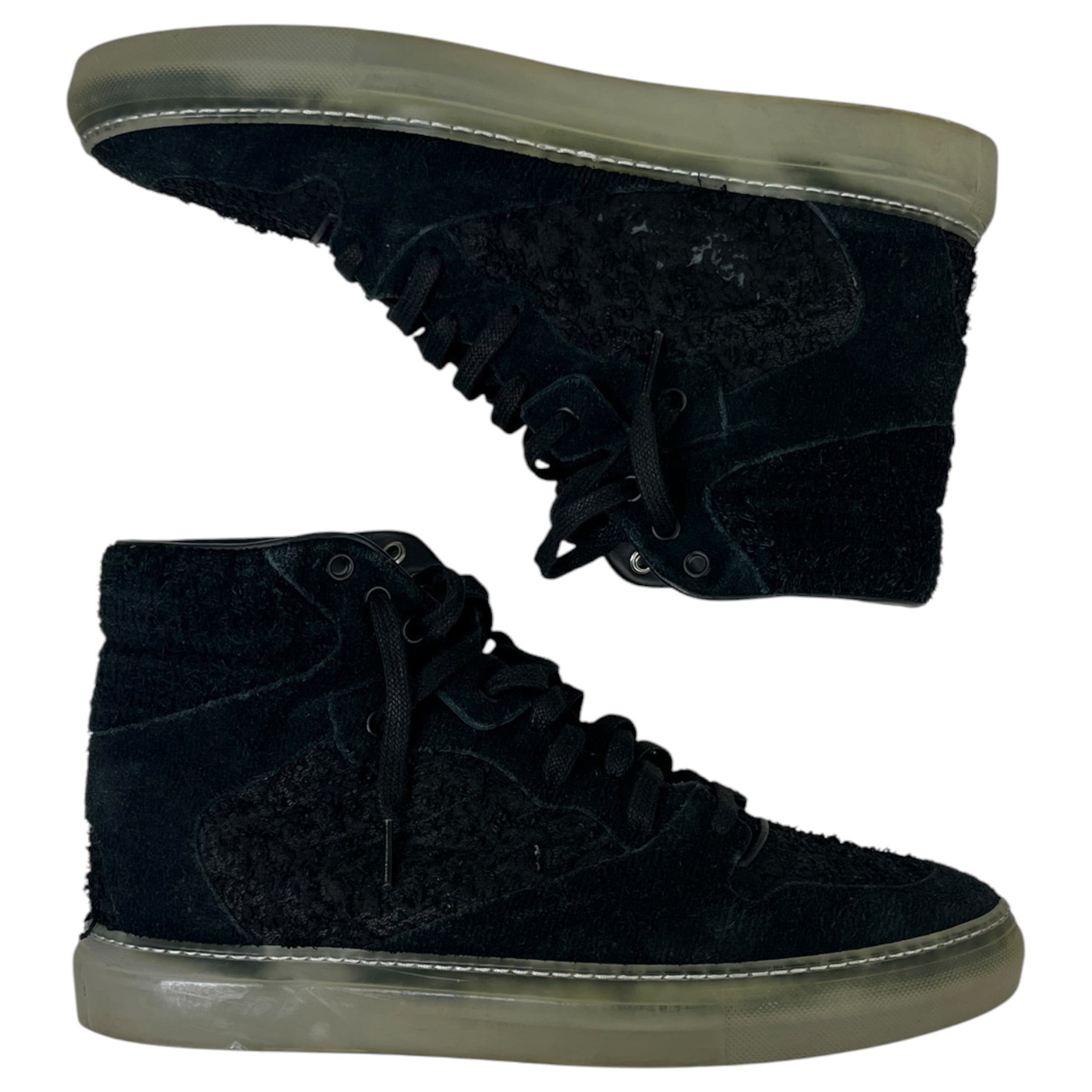 Balenciaga Distressed Corduroy and Suede High-Top Sneakers (Used)