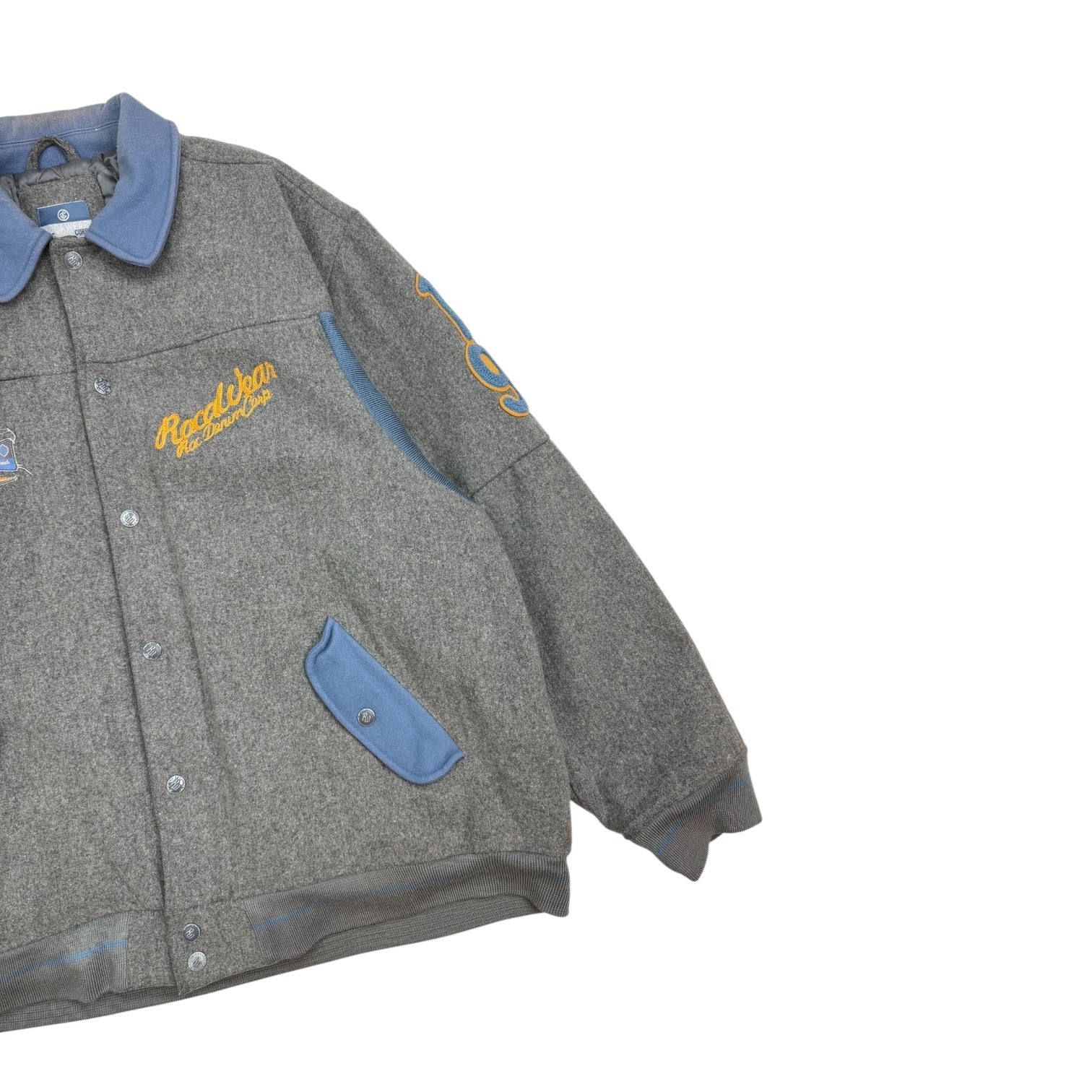 Vintage Y2K Rocawear Wool Varsity Jacket Grey/Blue