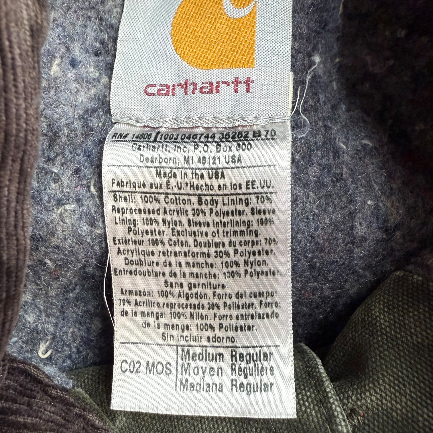 Vintage Carhartt Blanket Lined Chore Jacket Green