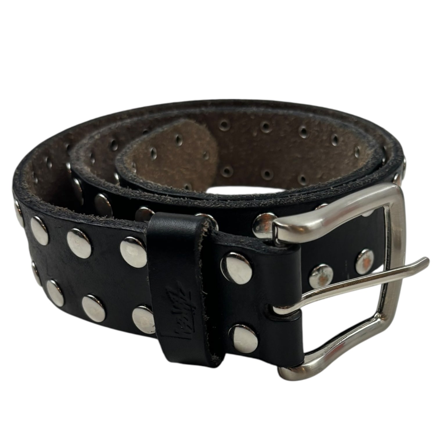 Stussy 8 Ball Studded Leather Belt Black