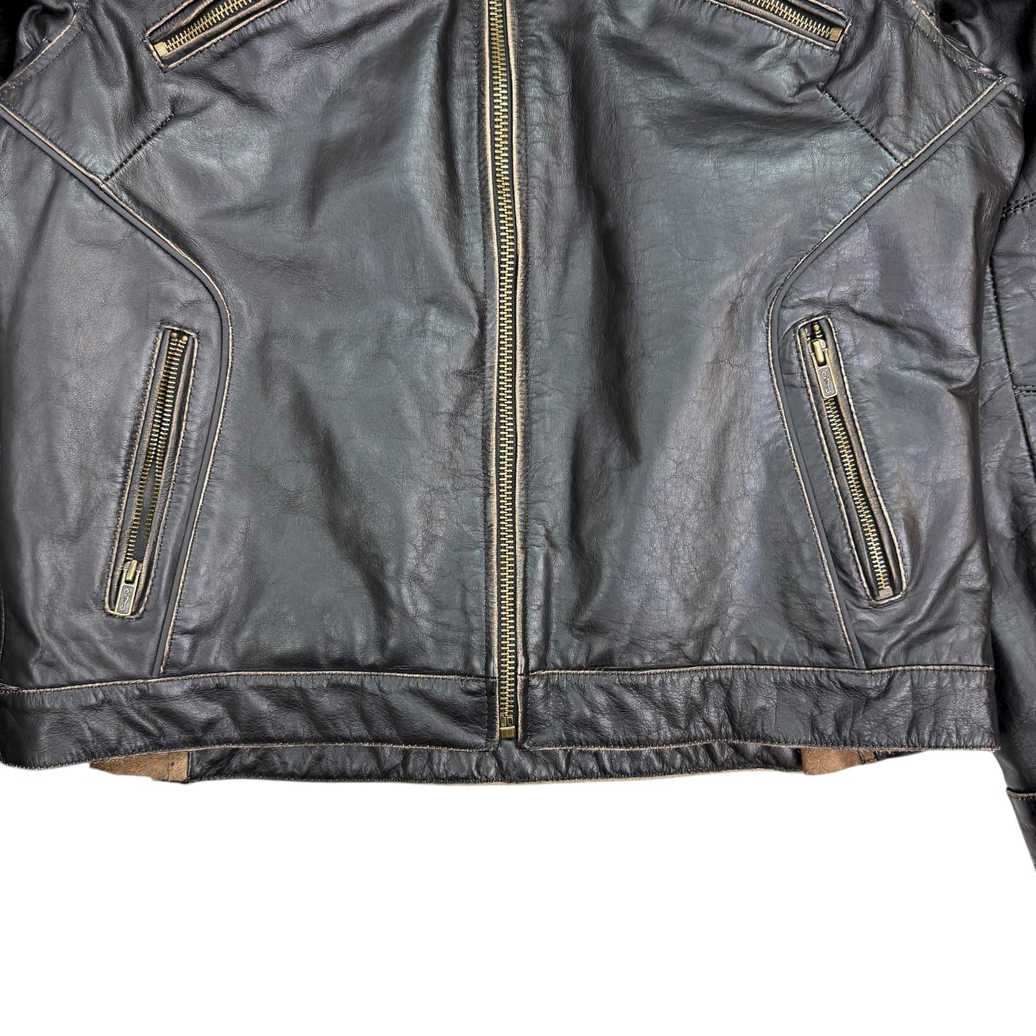 Vintage River Road Leather Jacket Black/Brown