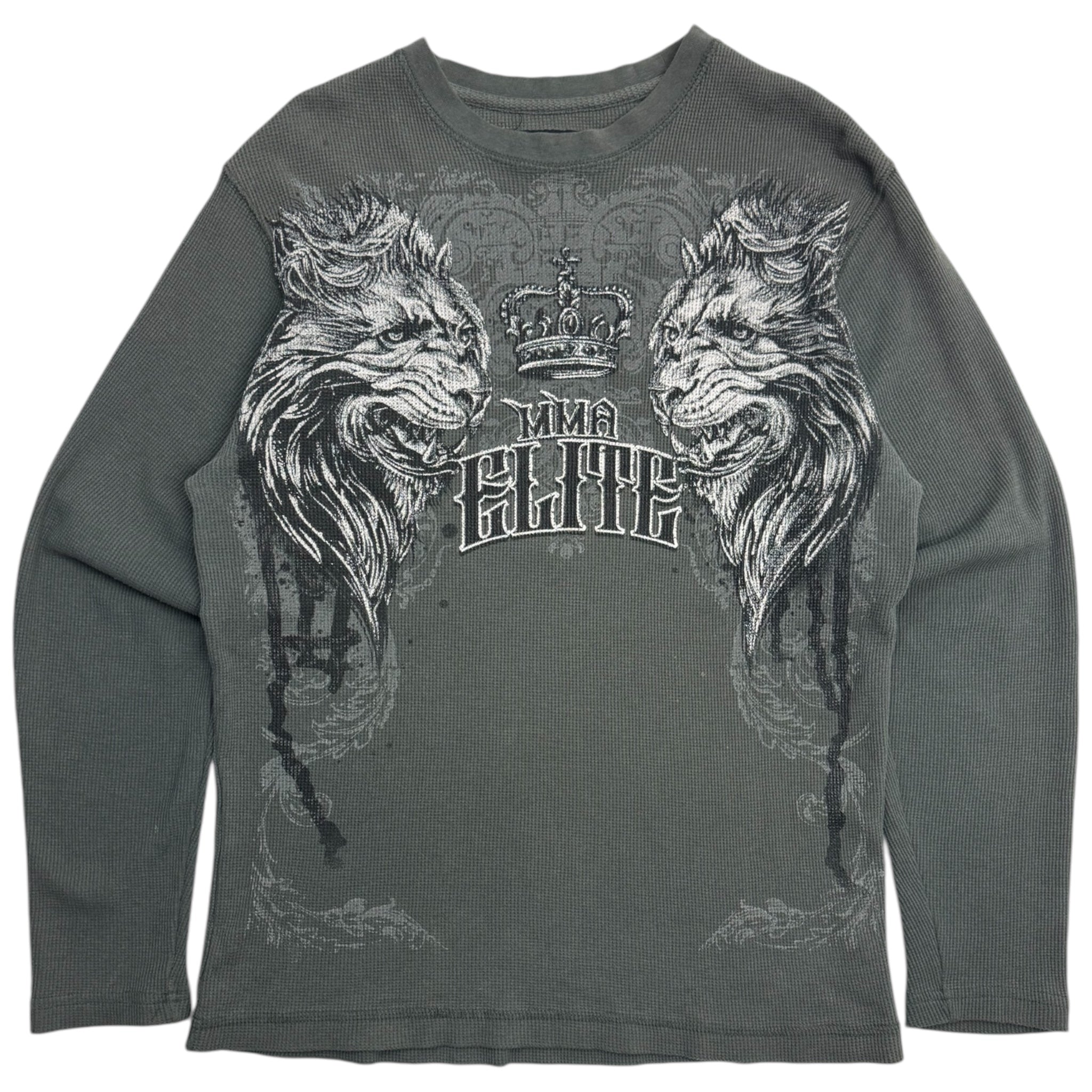 Vintage Y2K MMA Elite Lions & Crown Thermal L/S T-Shirt