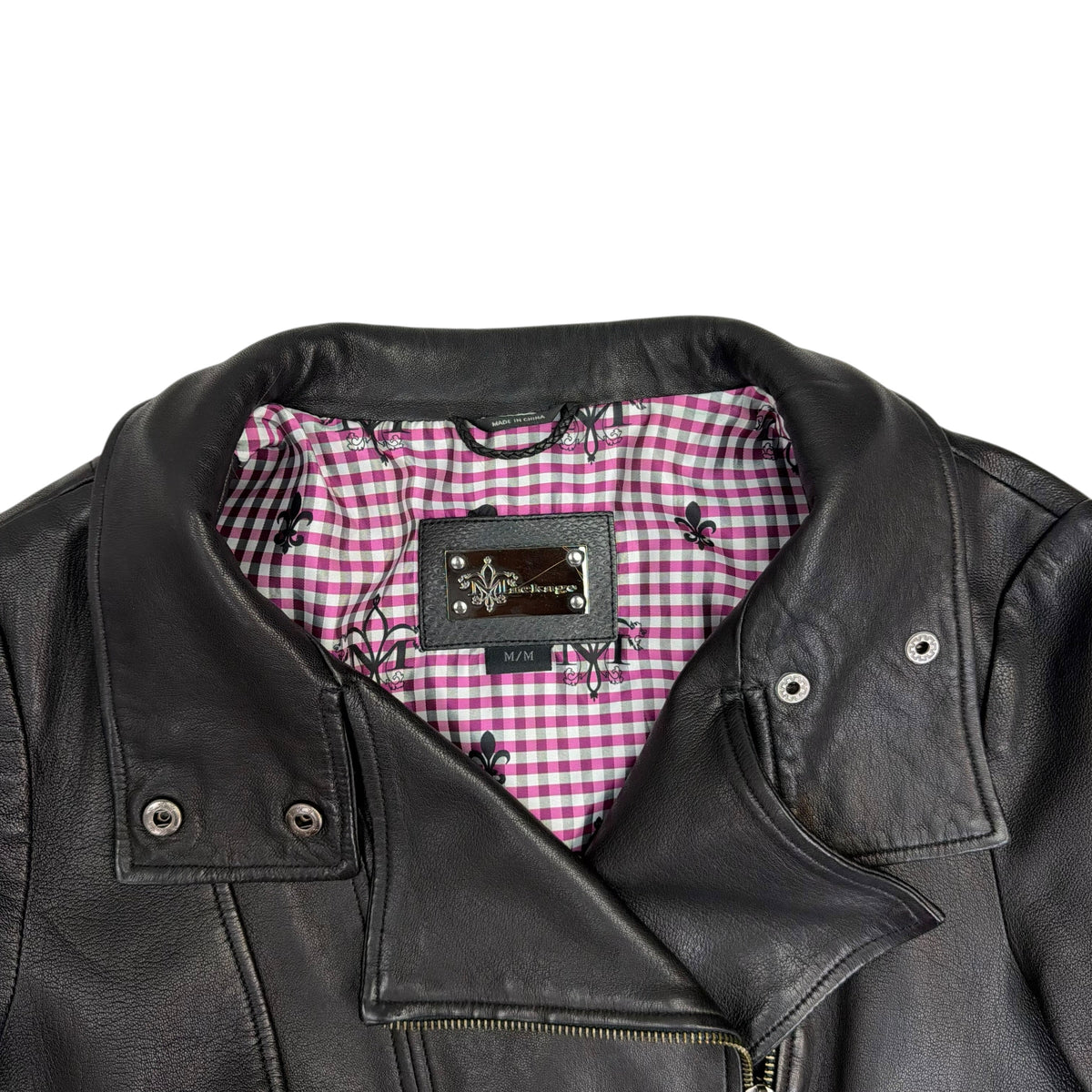 (W) Mackage Asymmetrical Leather Motorcycle Jacket Black