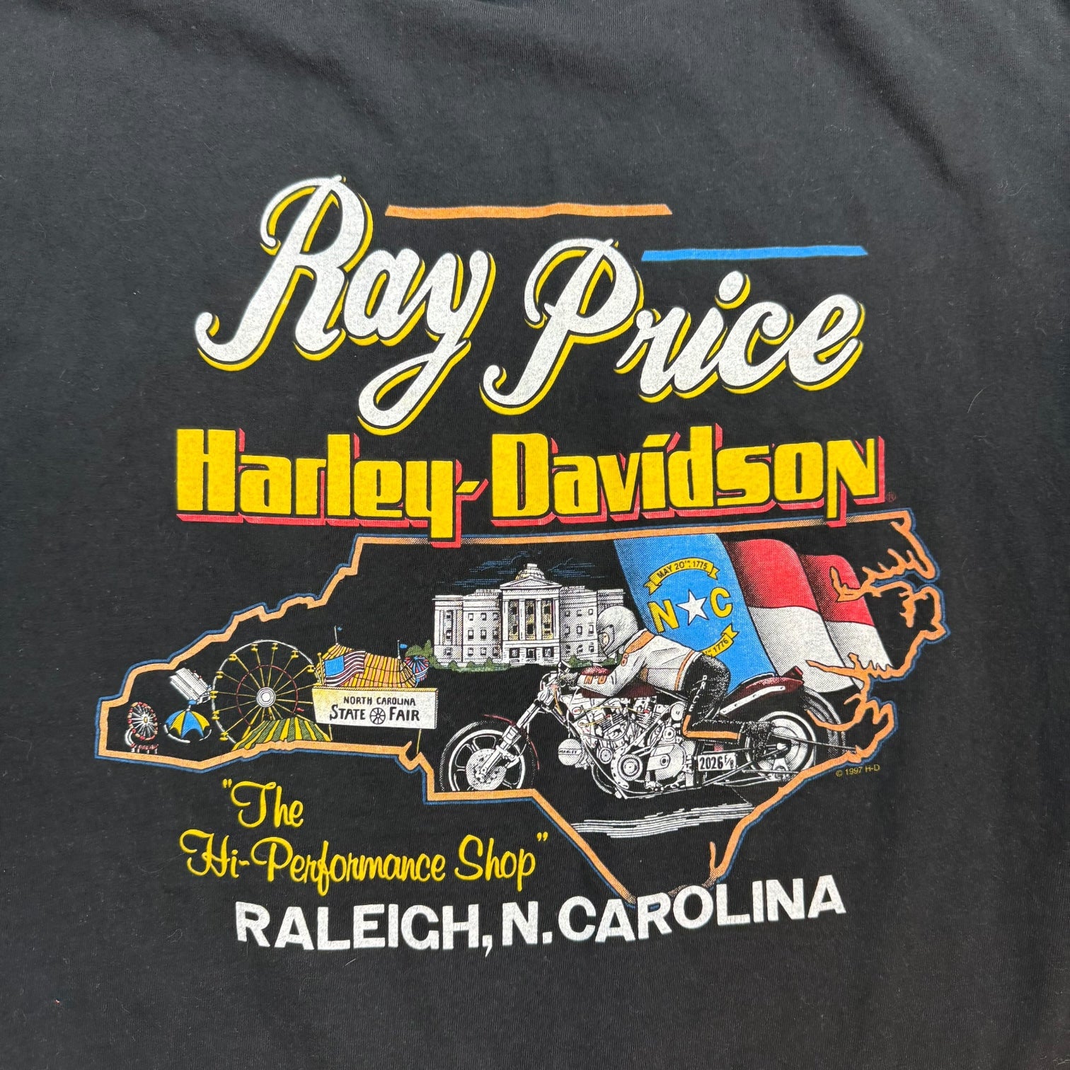 Vintage Harley Davidson Of Raleigh Tee Black