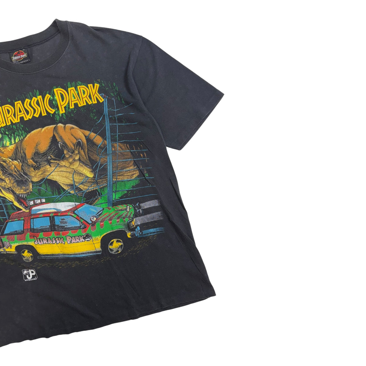 1993 Jurassic Park T-Rex Explorer Jeep T-Shirt Black