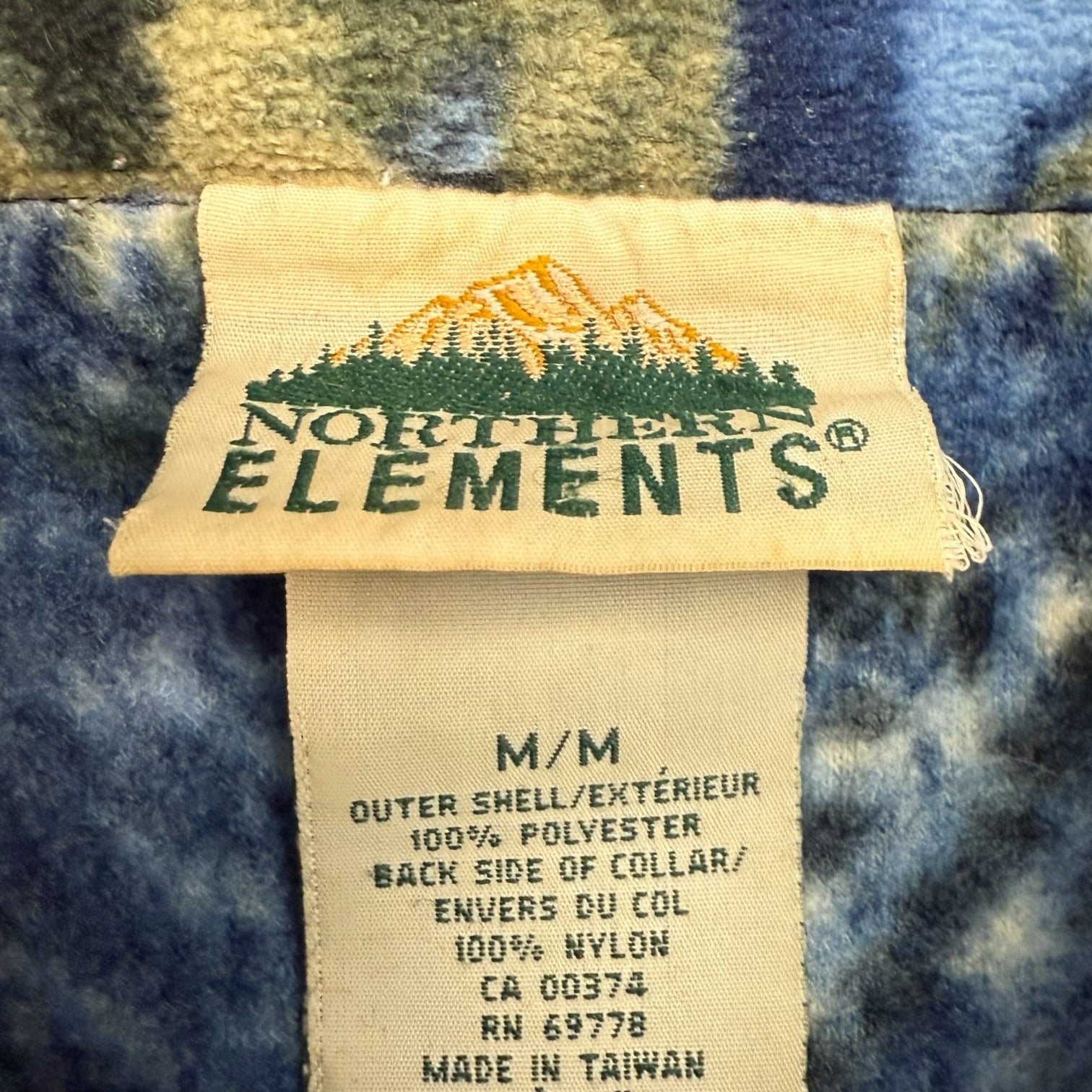 Vintage Northern Elements Animal Print Fleece Zip Up Blue