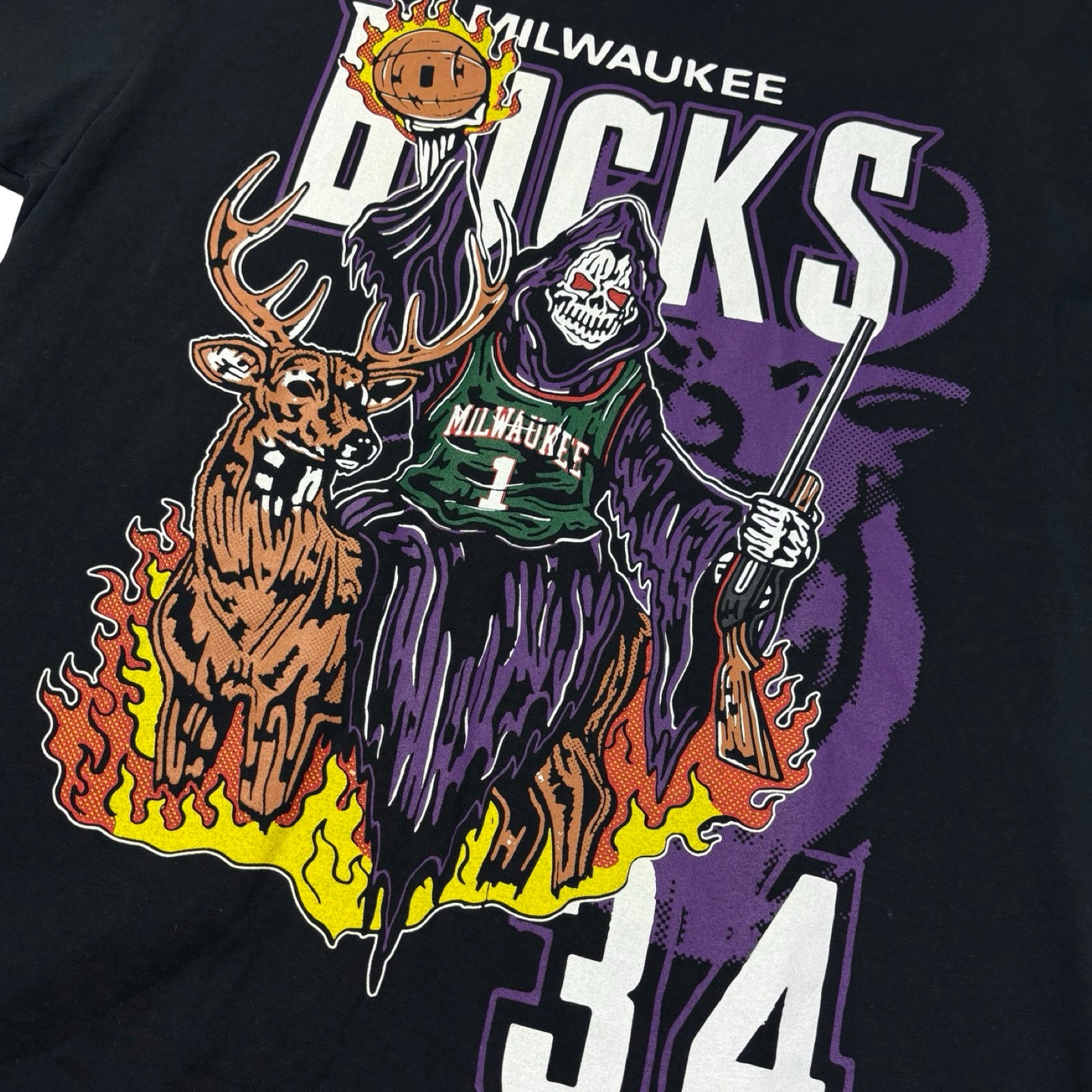 Warren Lotas X Milwaukee Bucks Reaper Tee Black