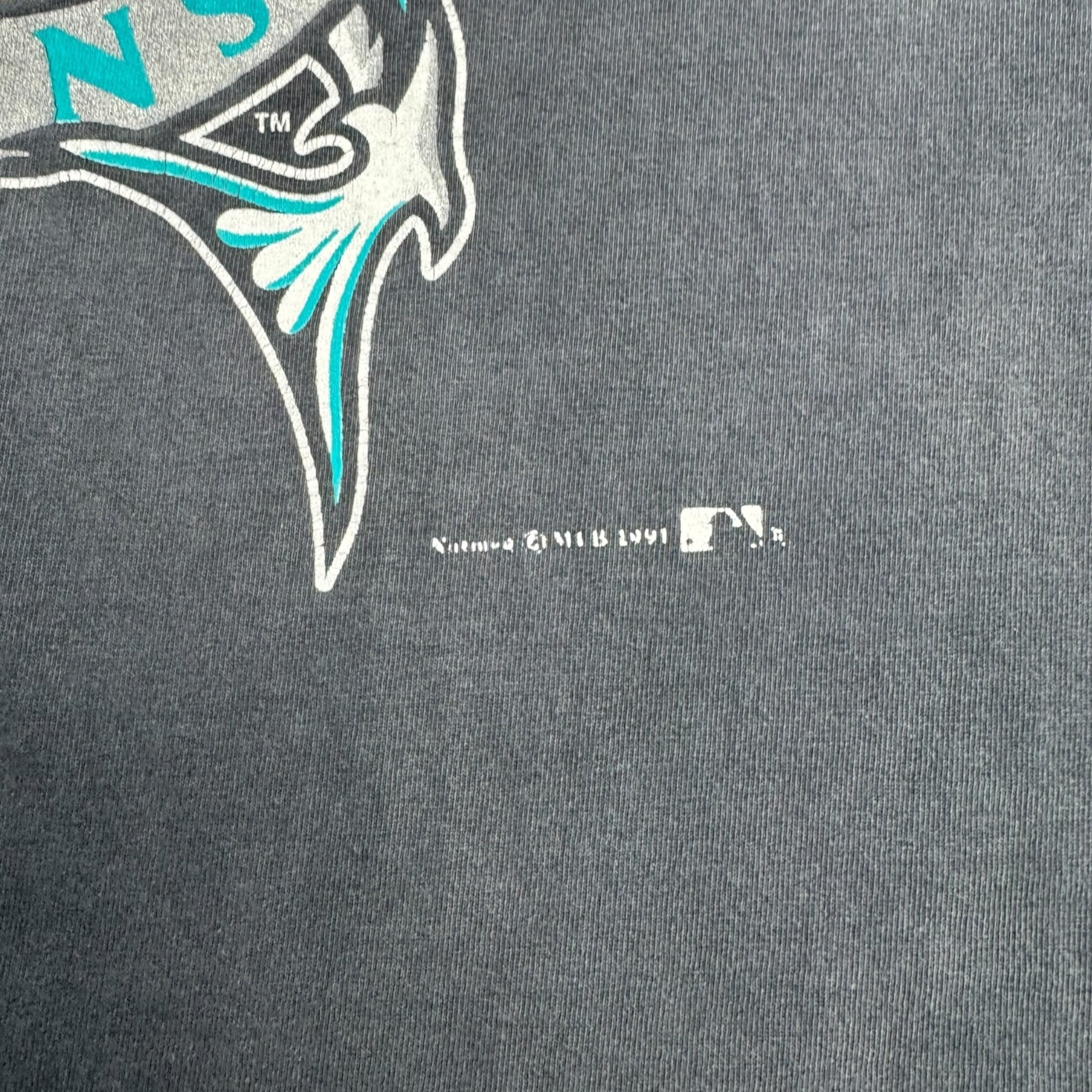 1991 Marlins Florida Nutmeg T-Shirt Faded Black