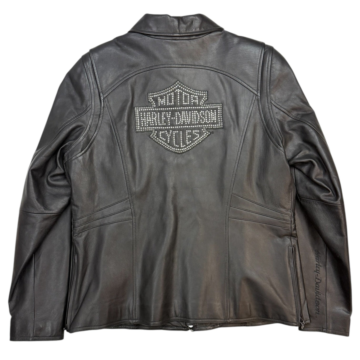 Vintage Harley Davidson Women’s Rhinestone Leather Jacket Black