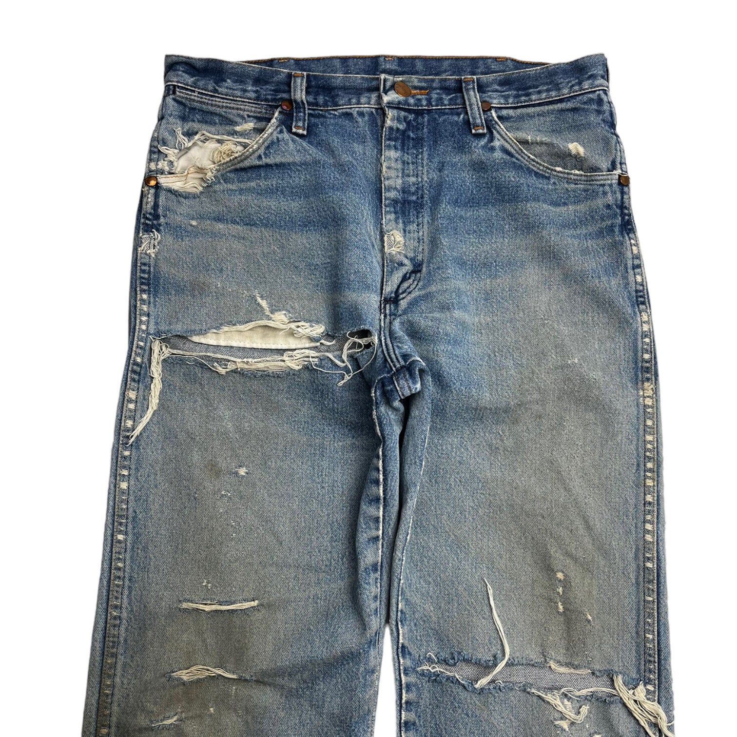 Vintage Distressed Wrangler Heavy Wash Denim Jeans