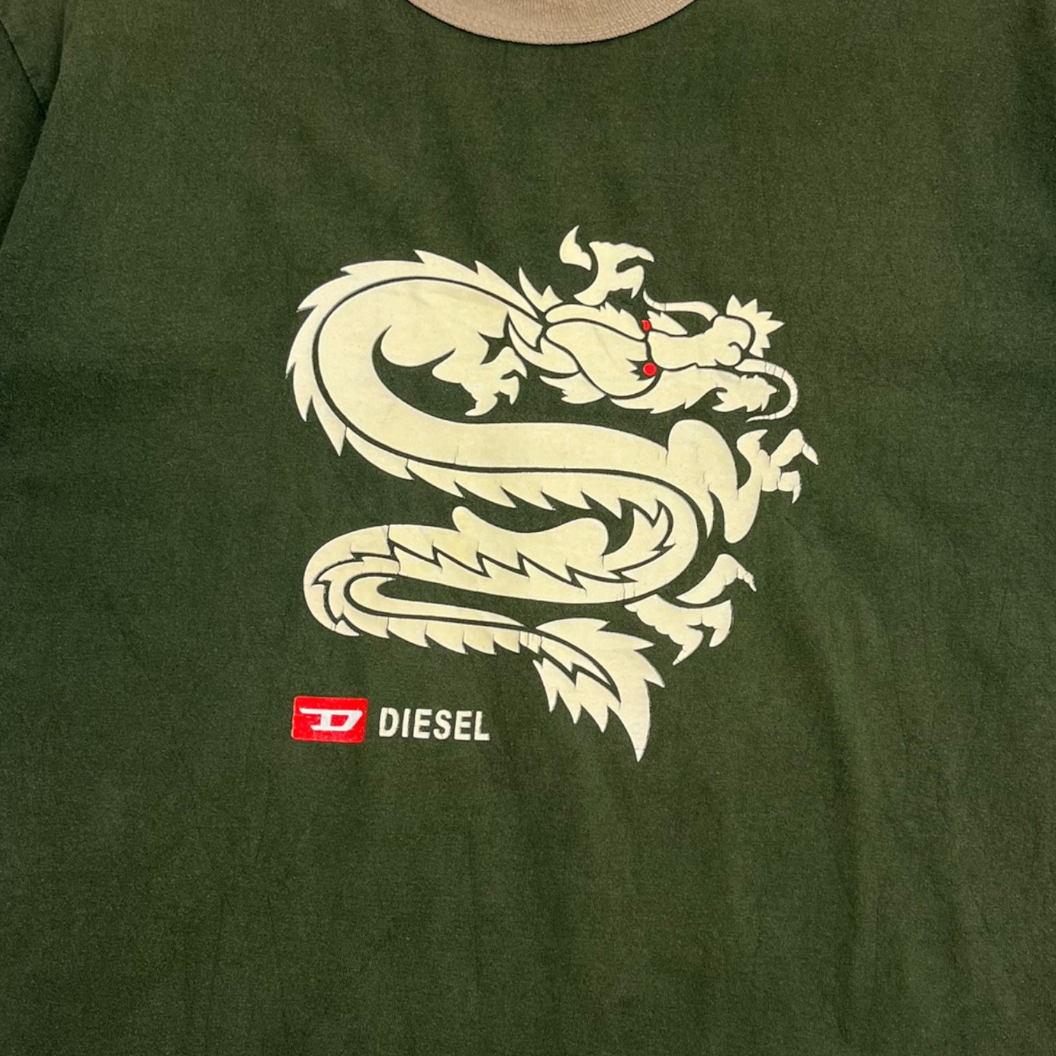 Vintage Y2K Diesel Dragon Logo Ringer T-Shirt