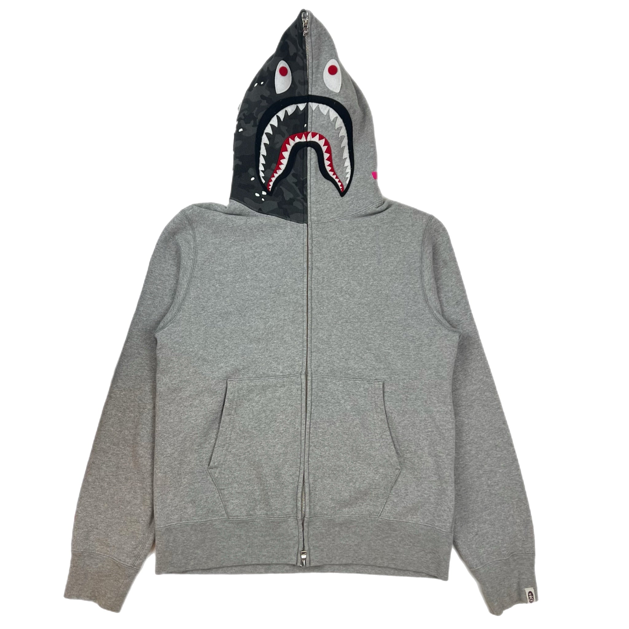 Bape x Stussy Shark Full Zip Hoodie Grey