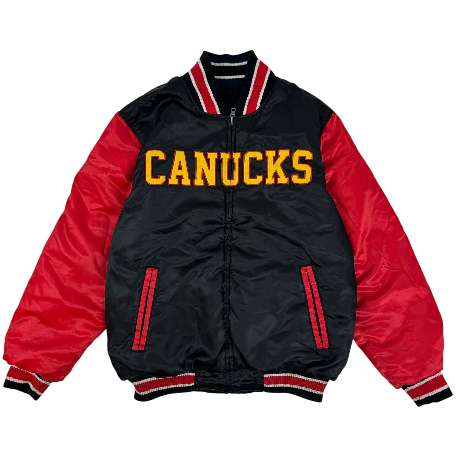 Vintage Reversible Vancouver Canucks Logo Varsity Jacket Black