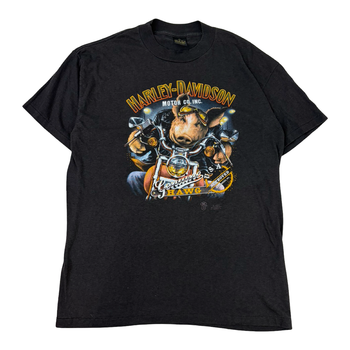 Vintage 1989 Harley Davidson “Genuine Hawg” T-Shirt Black