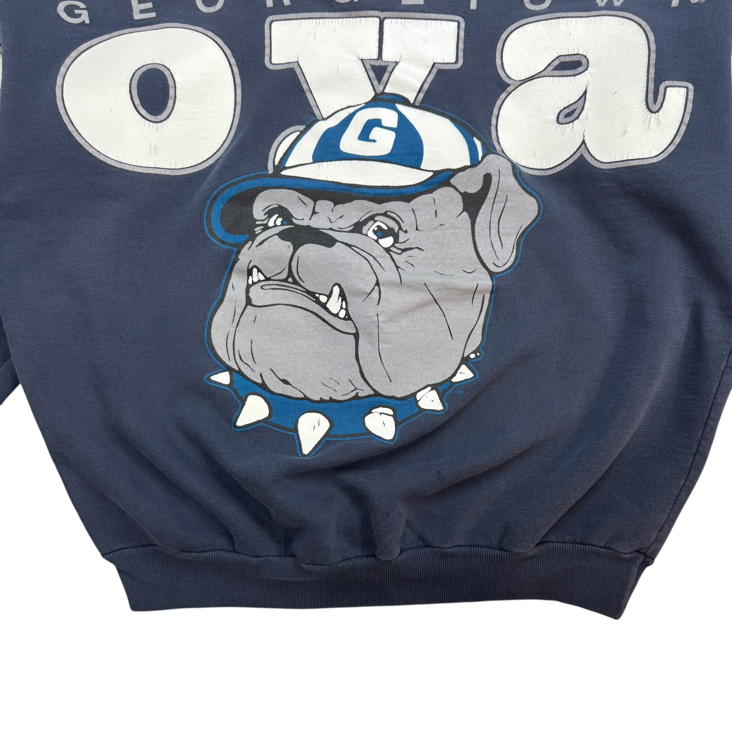 Vintage Georgetown Hoyas Big Letter Crewneck Navy Blue