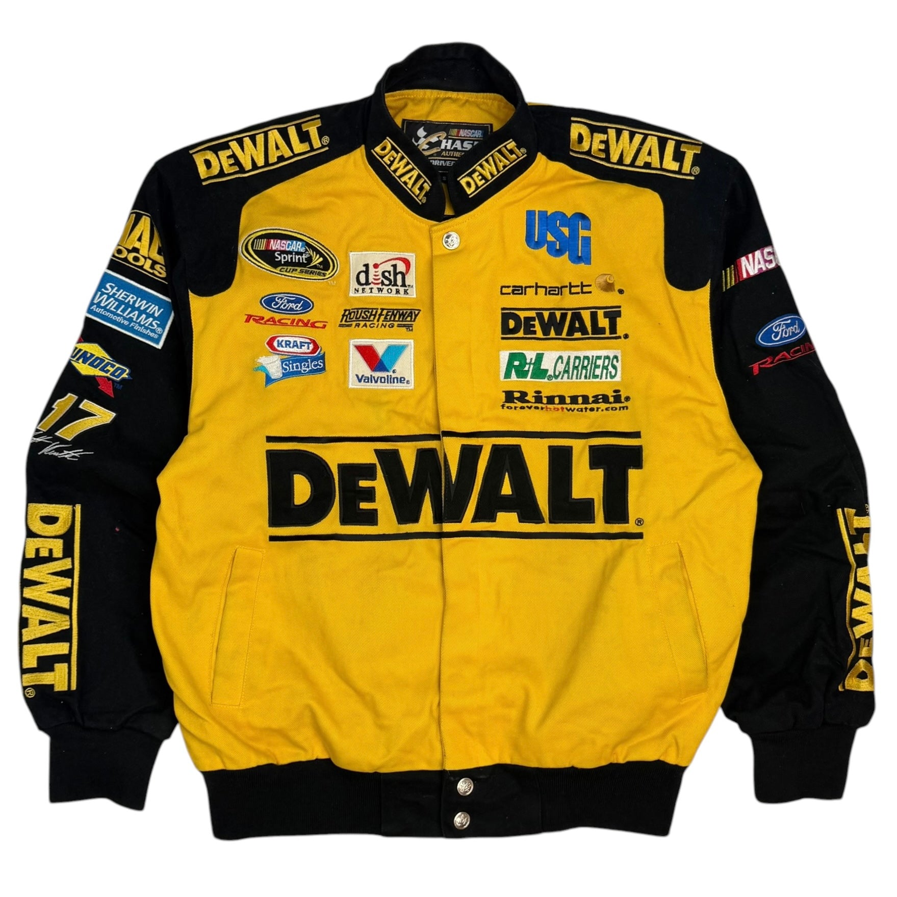 Vintage Chase Authentics NASCAR Dewalt Racing Jacket Yellow