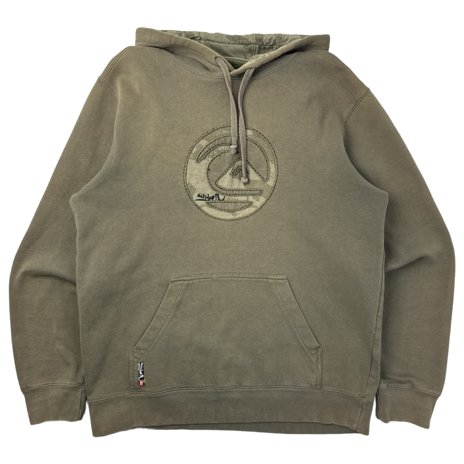 Vintage Y2K Quiksilver Embroidered Surf Hoodie Khaki