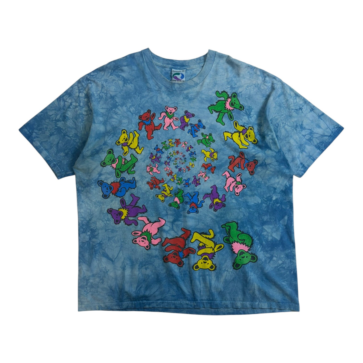 Vintage 1995 Grateful Dead Spiral Bear Liquid Blue Tie Dye T-Shirt