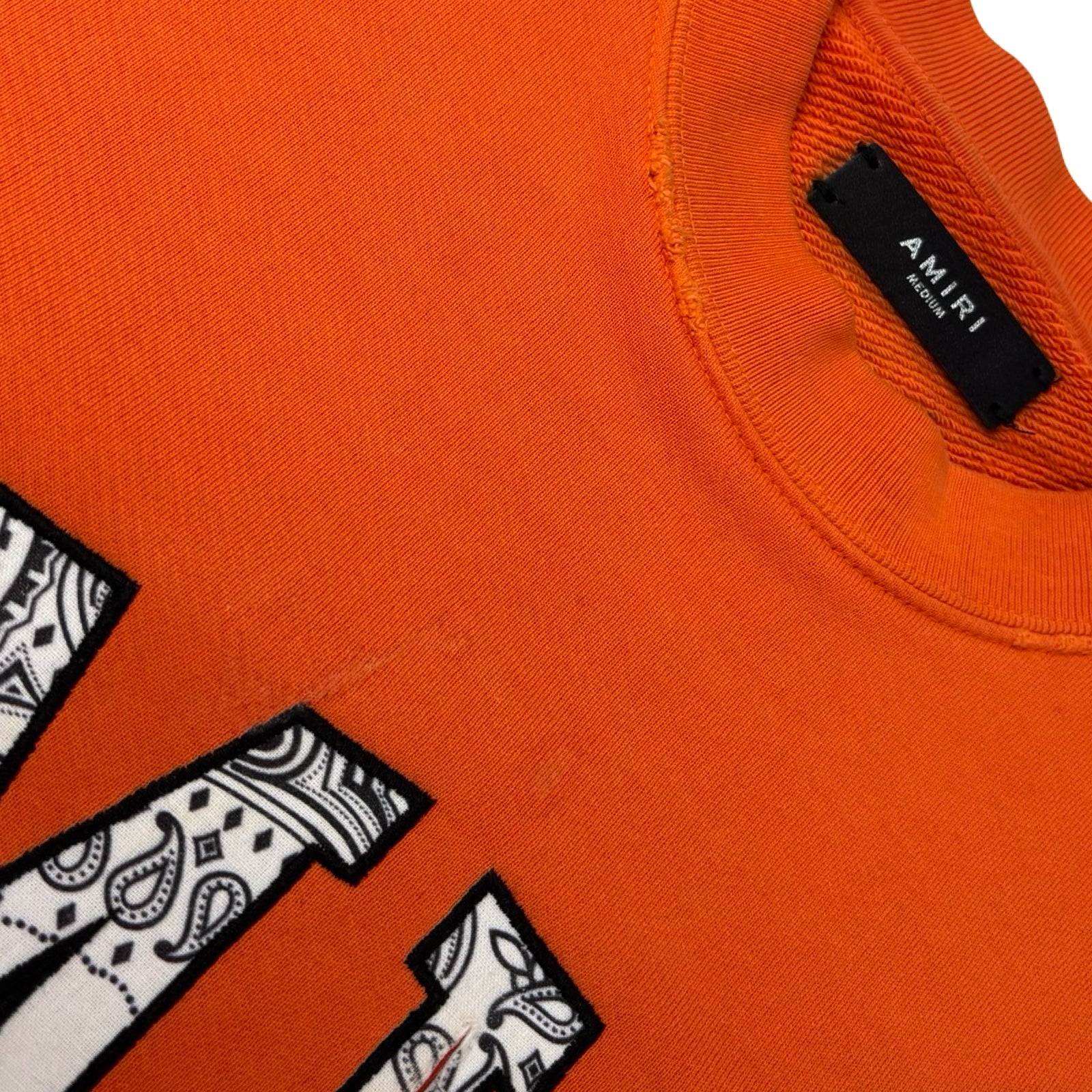Amiri Bandana Applique Logo Crewneck Orange