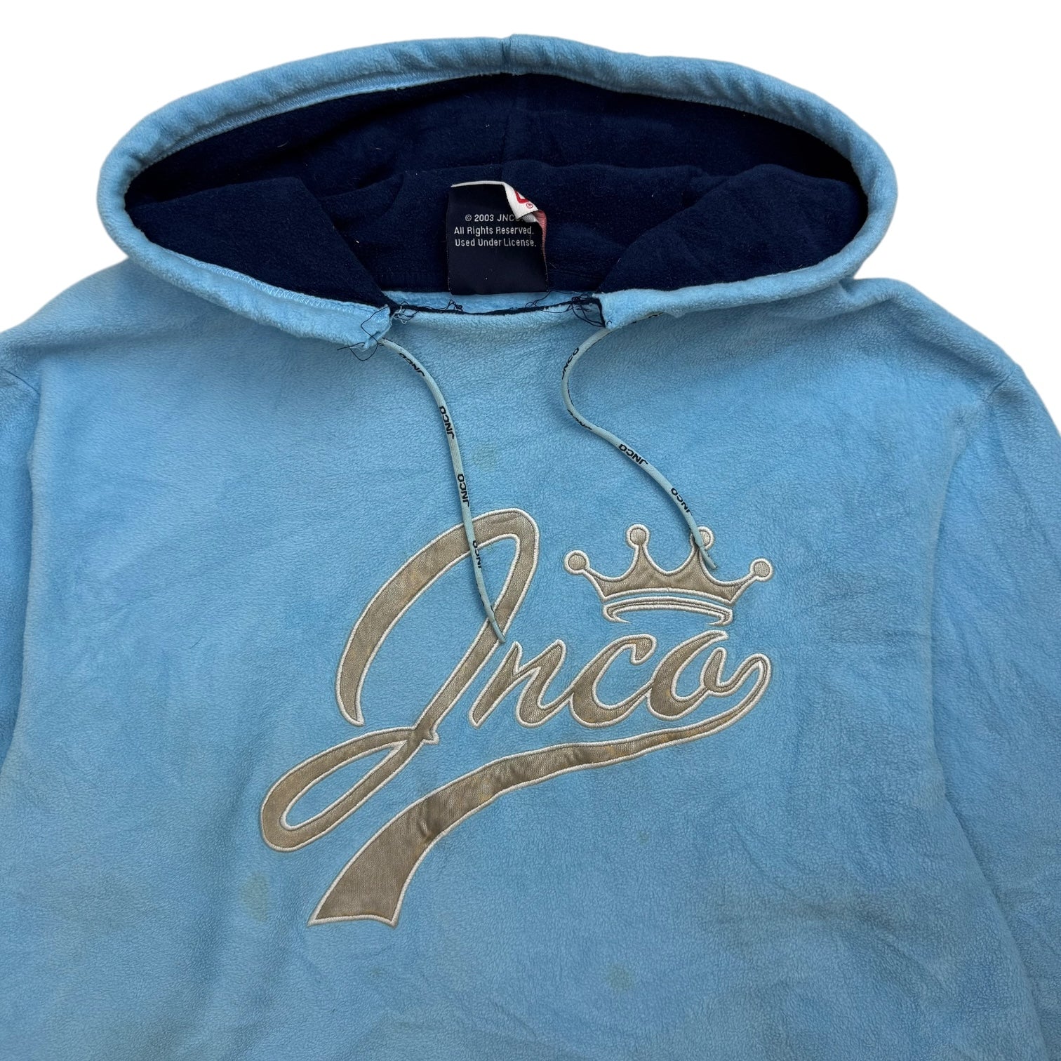 Vintage Y2K JNCO Crown Logo Fleece Hoodie Baby Blue