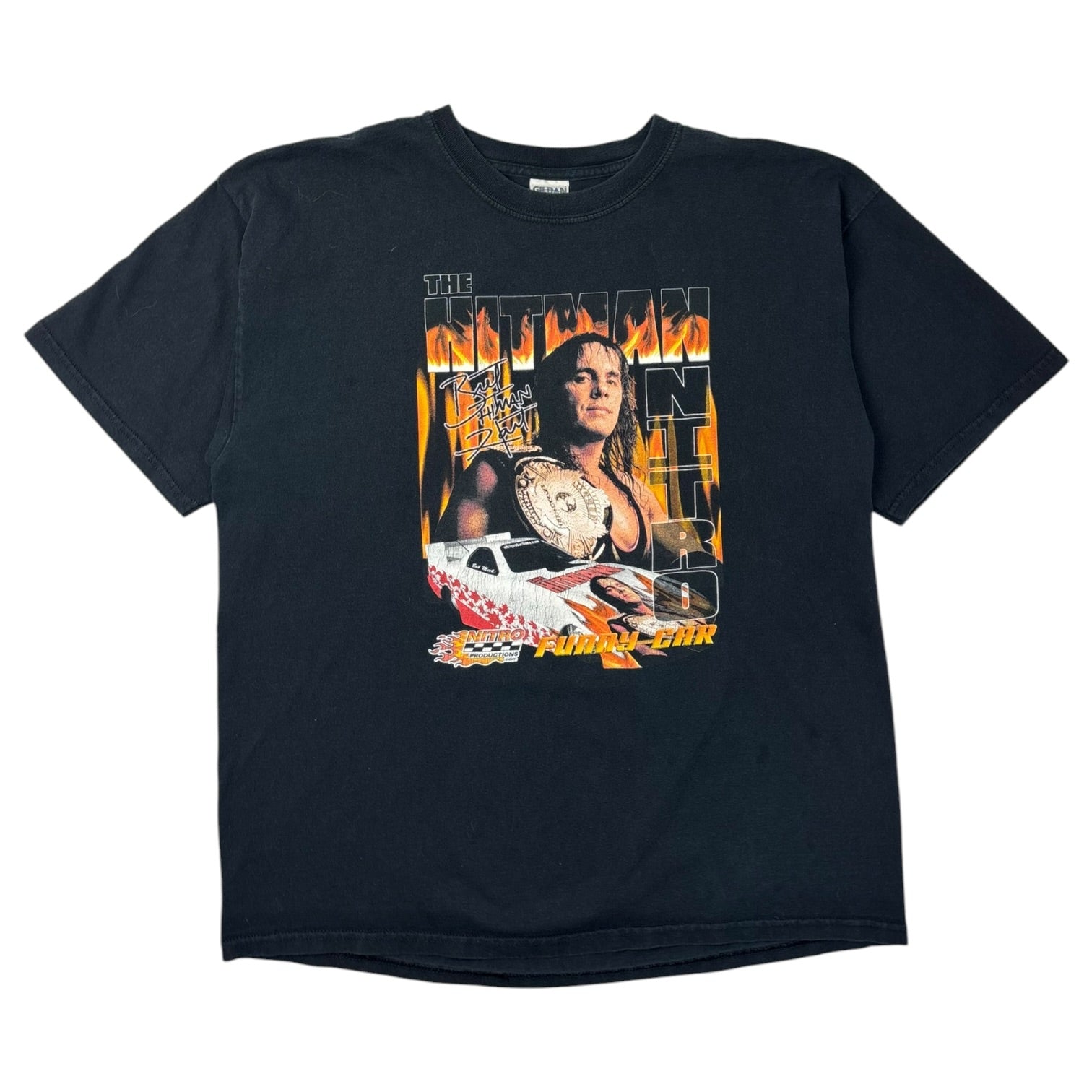 2000 Bret The Hitman Hart Nitro Funny Car T-Shirt Black