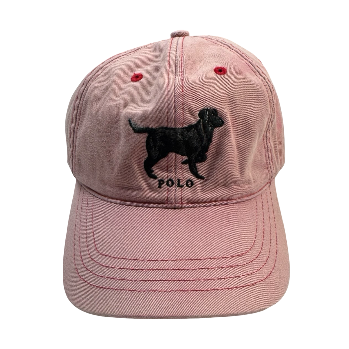 Vintage Polo Ralph Lauren Embroidered Black Lab Dog Hat Pink