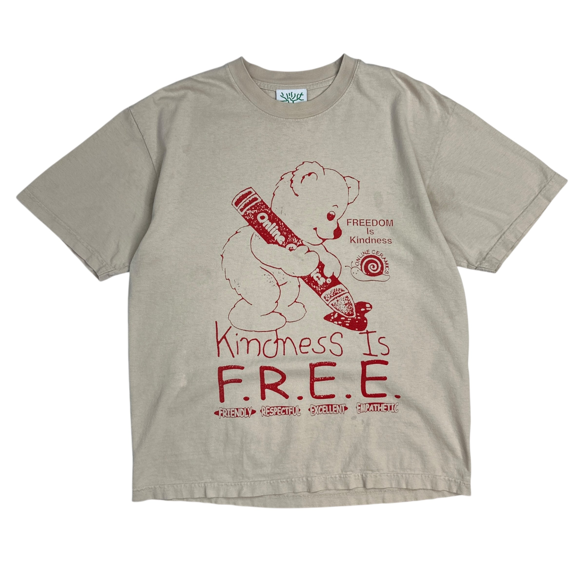 Online Ceramics “Kindness is Free” Tee Peach/Tan