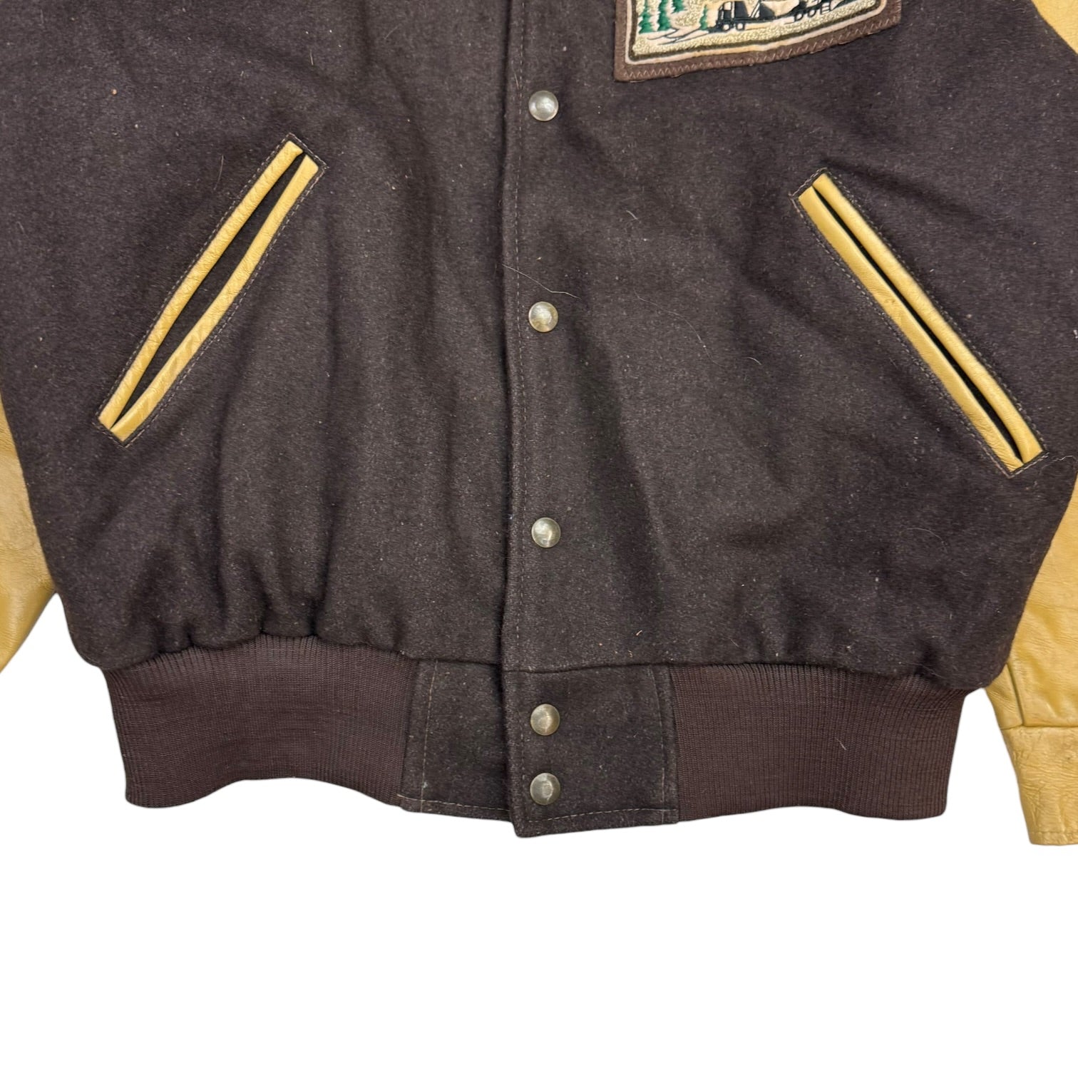 1980s Leather Letterman Jacket Brown/Tan