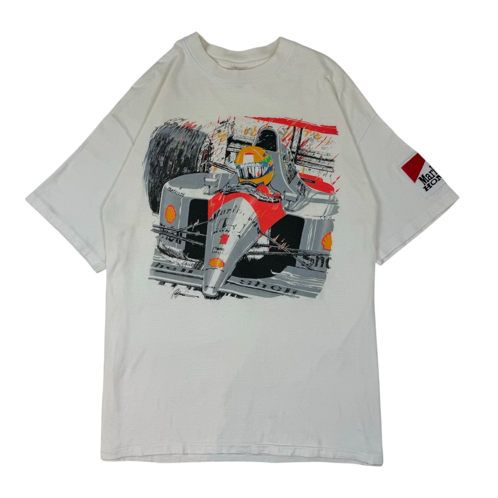 Vintage Marlboro Ayrton Senna Da Silva Racing T-Shirt White