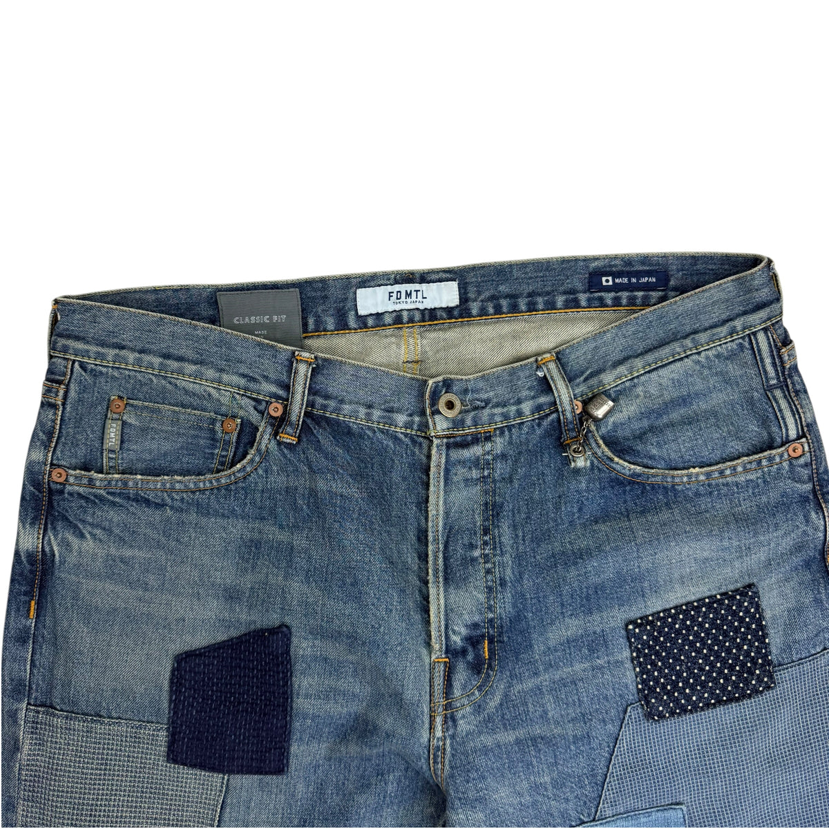 FDMTL Japan Patchwork Sashiko Denim Jean Blue