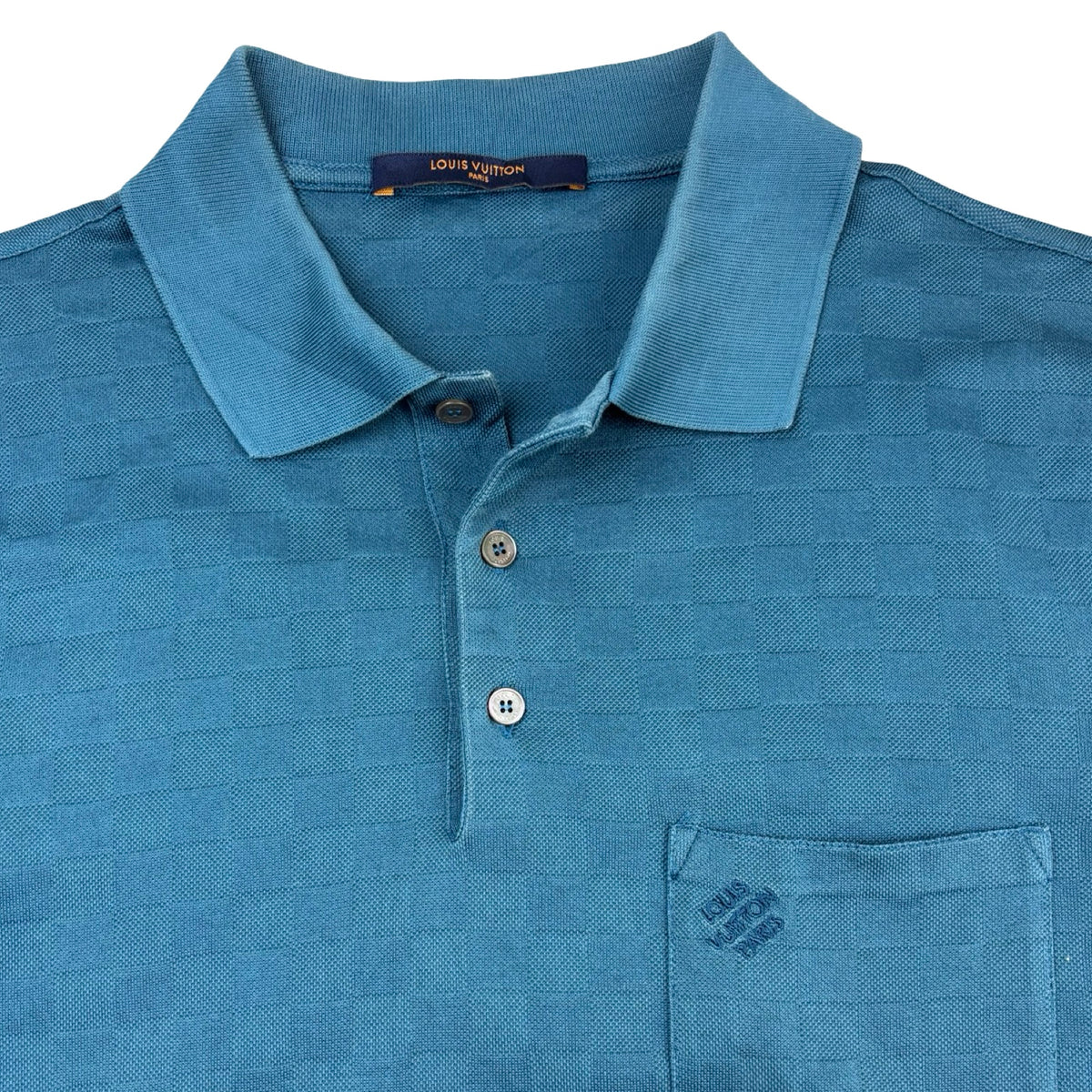 Louis Vuitton Damier Half-Pocket Polo Shirt Blue
