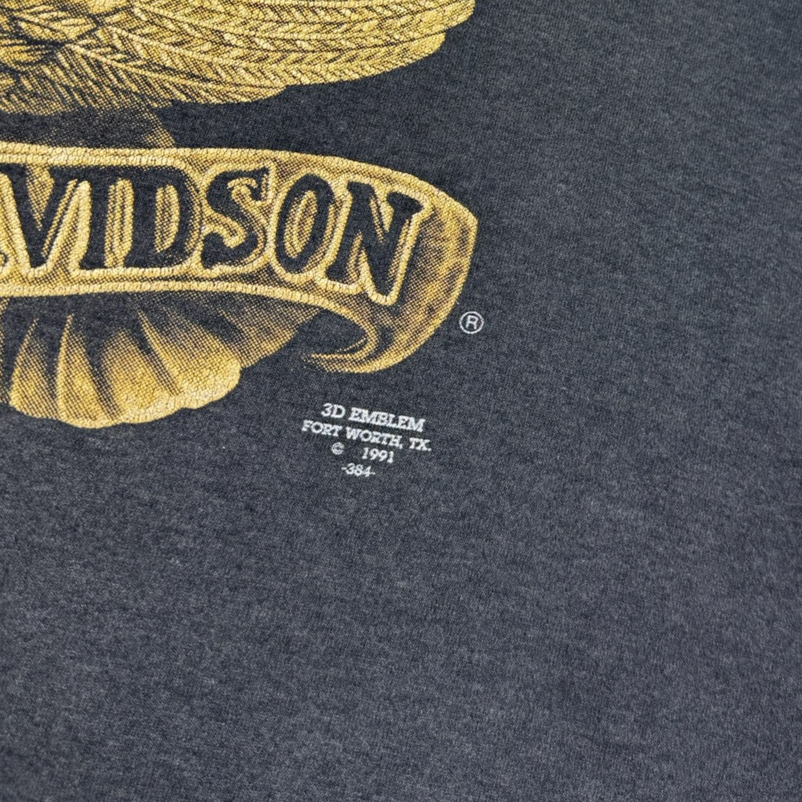 1991 Harley Davidson Montreal Skyline 3D Emblem T-Shirt