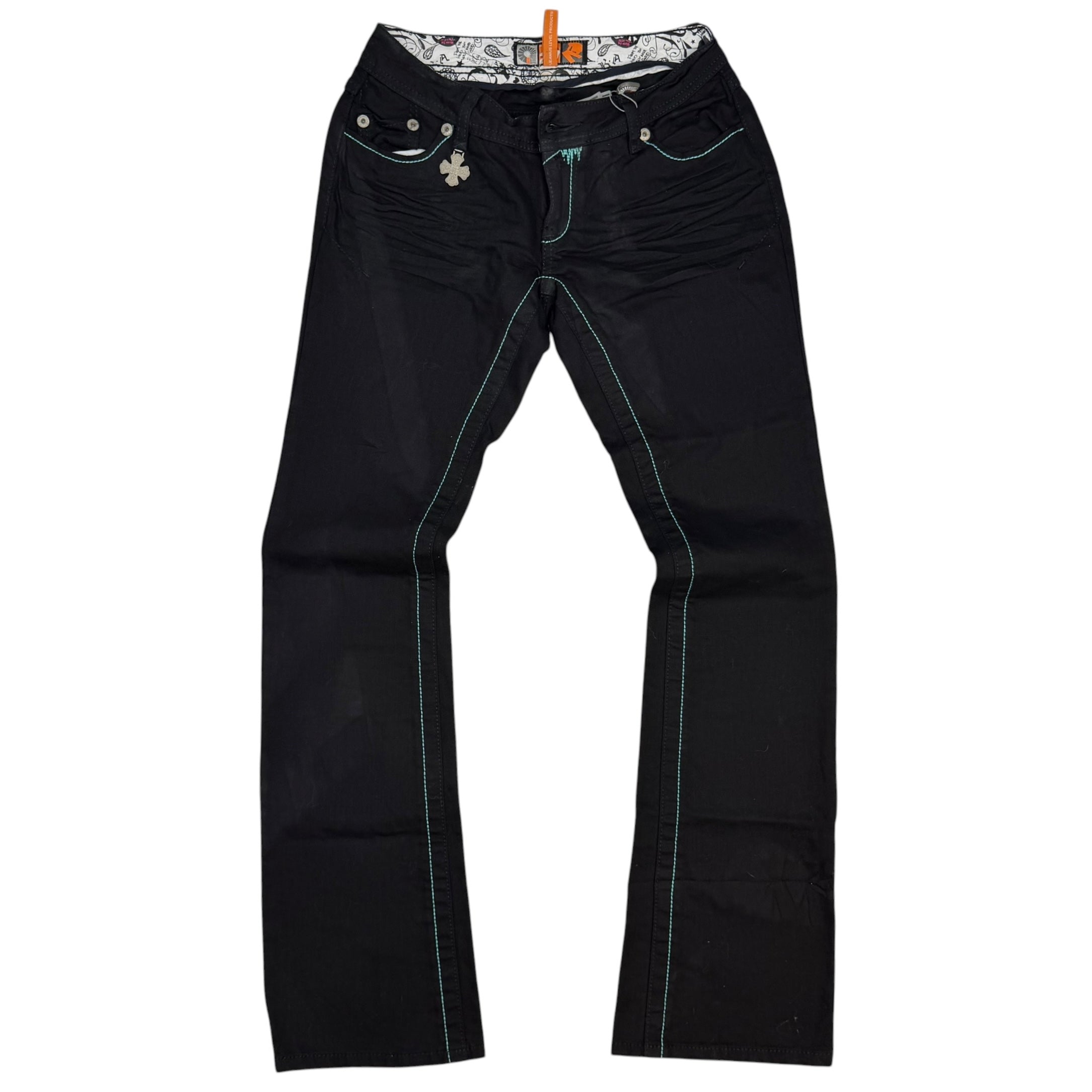 (W) Vintage Akademiks Rhinestone Flared Jeans Black