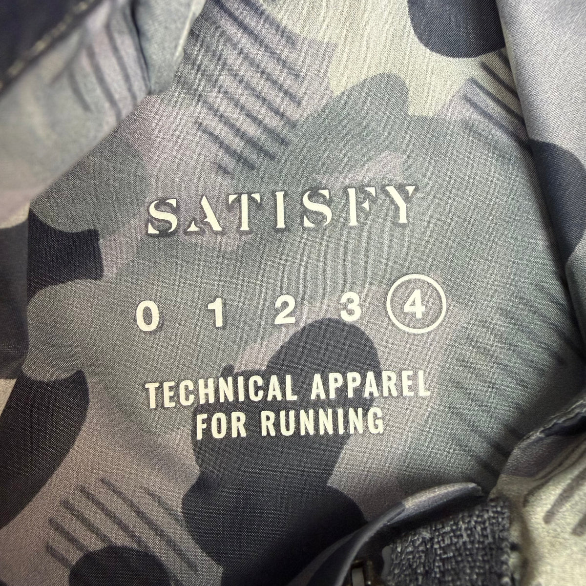 Satisfy “Run Away” Packable Windbreaker Camo Grey