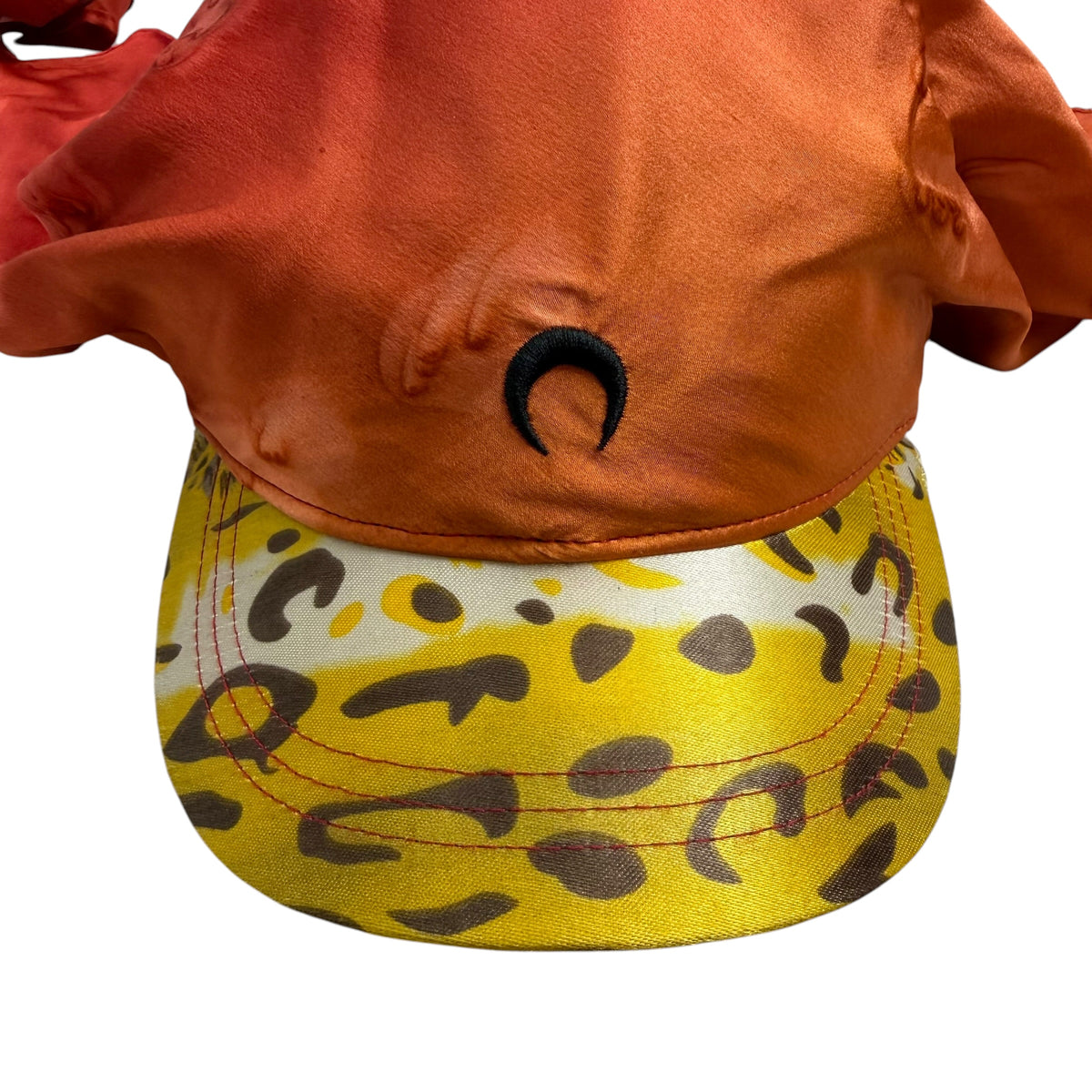 (W) Marine Serre Recycled Moire Silk Scarf Baseball Cap Yellow/Orange