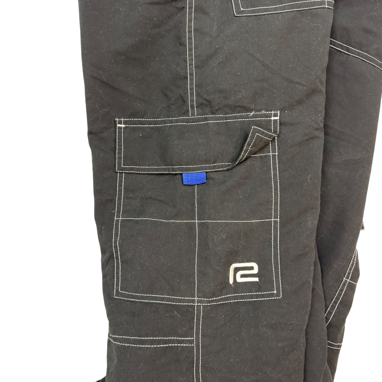 R2 Player Wide Leg Cargo Pants Black